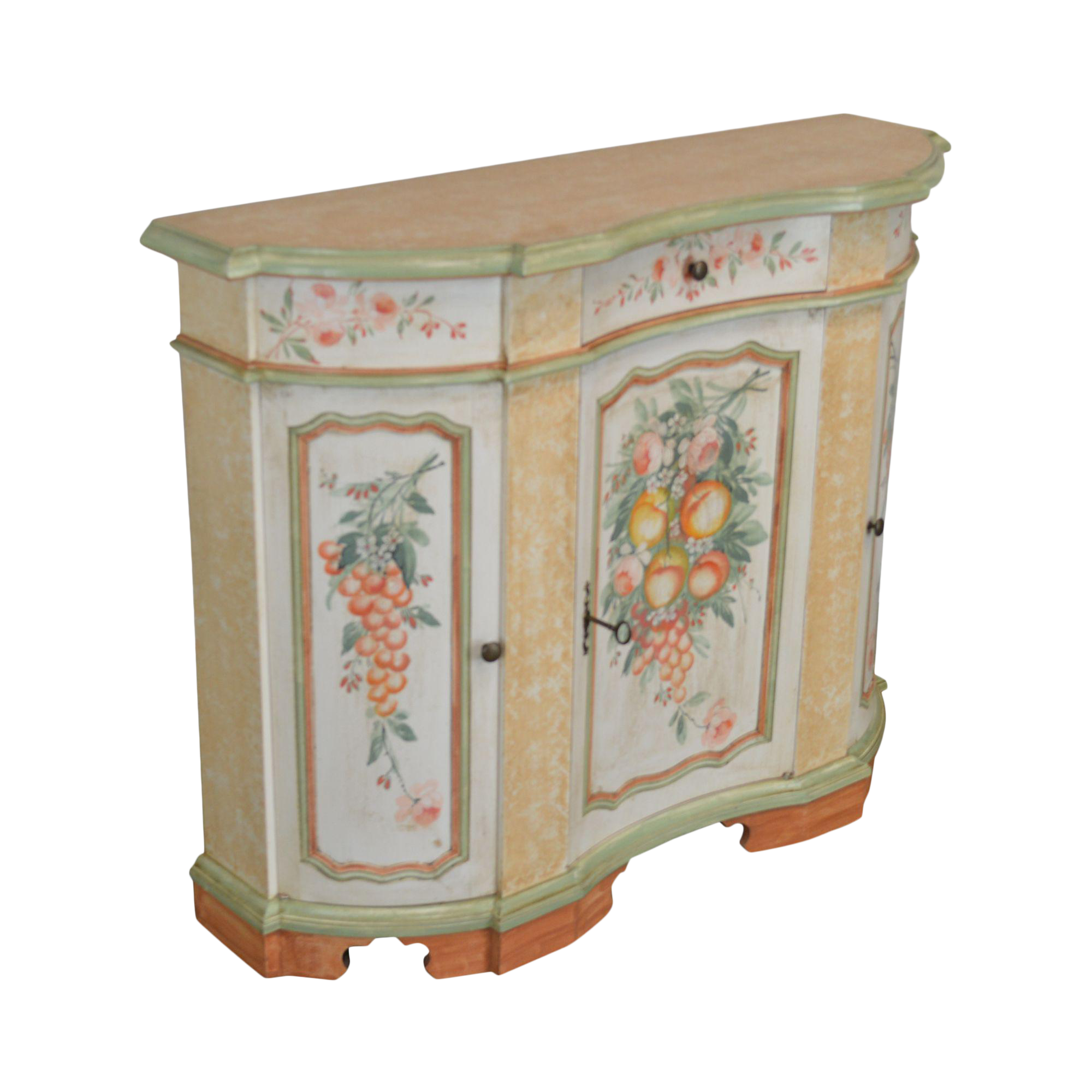 Italian Hand Painted Narrow Serpentine Console Cabinet Chairish
