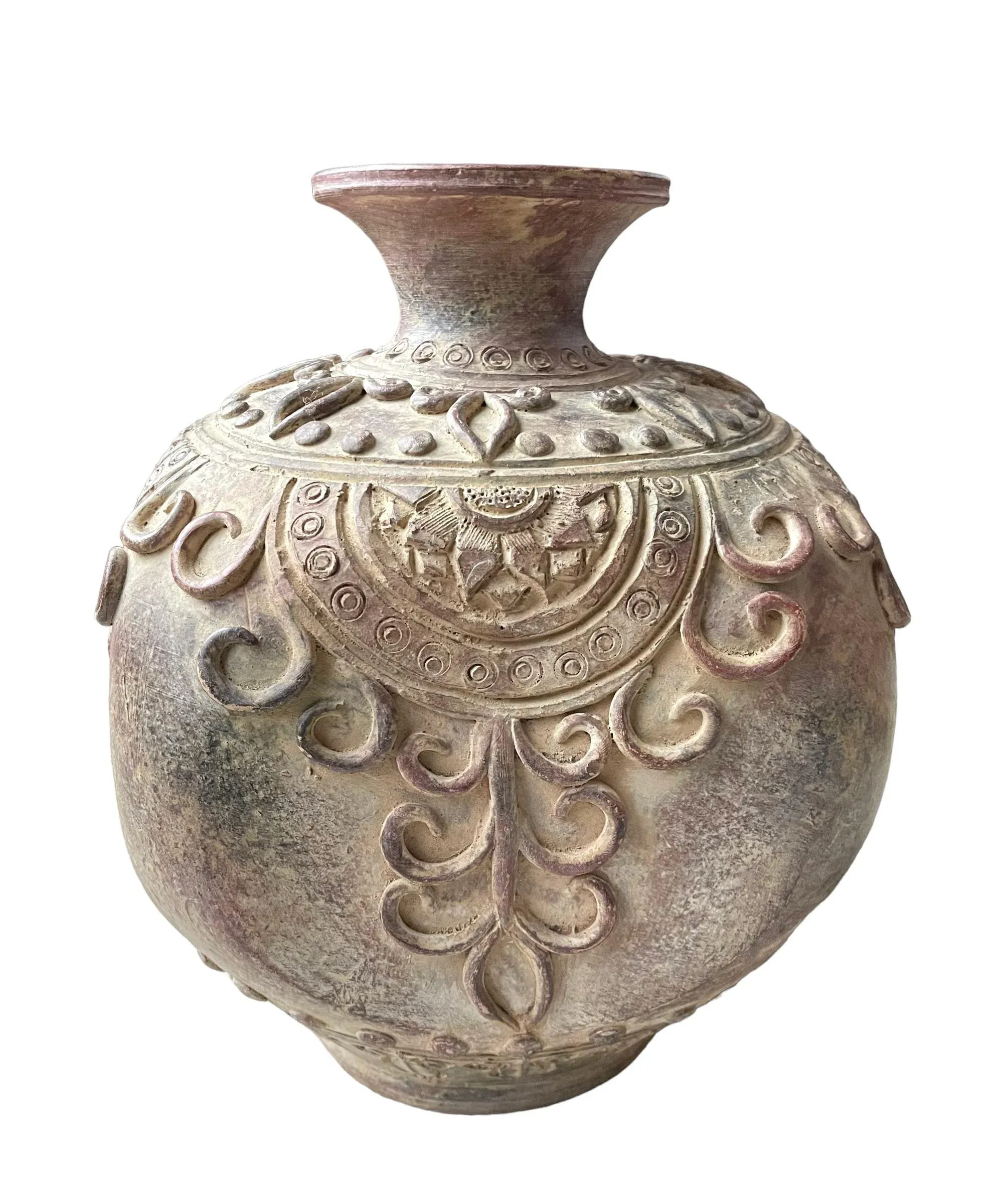 Large Ornate, Hand-Decorated Thai Ceramic Vase
