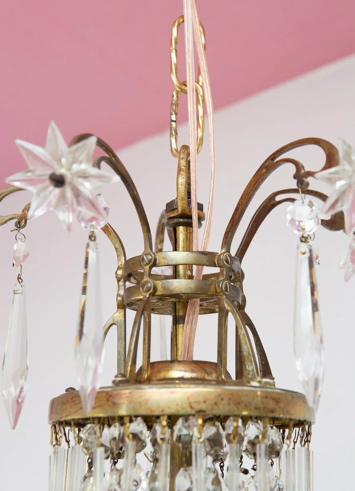 Large Art Nouveau Swedish Glass Chandelier, 1890s