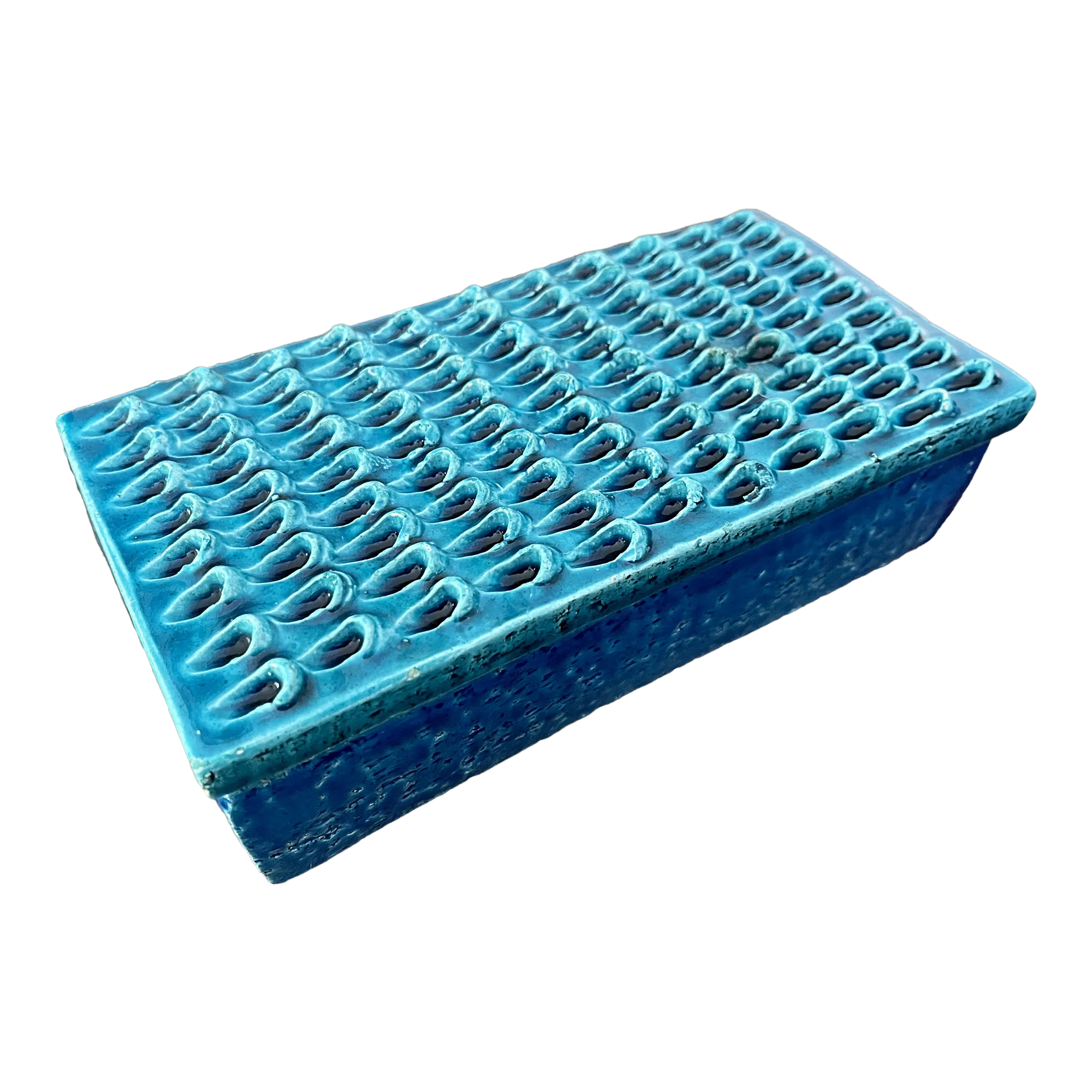 Vintage Mid 20th Century Bitossi Rimini Blue Pottery Box Vintage Mid 20th Century Bitossi Rimini Blue Pottery Box