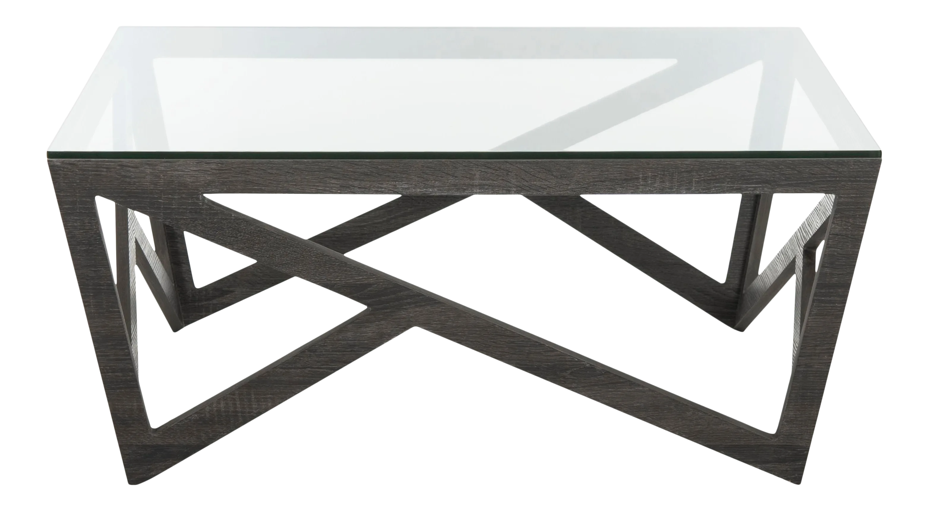 Mid Century Inspired Glass Top Coffee Table in Dark Grey Chairish