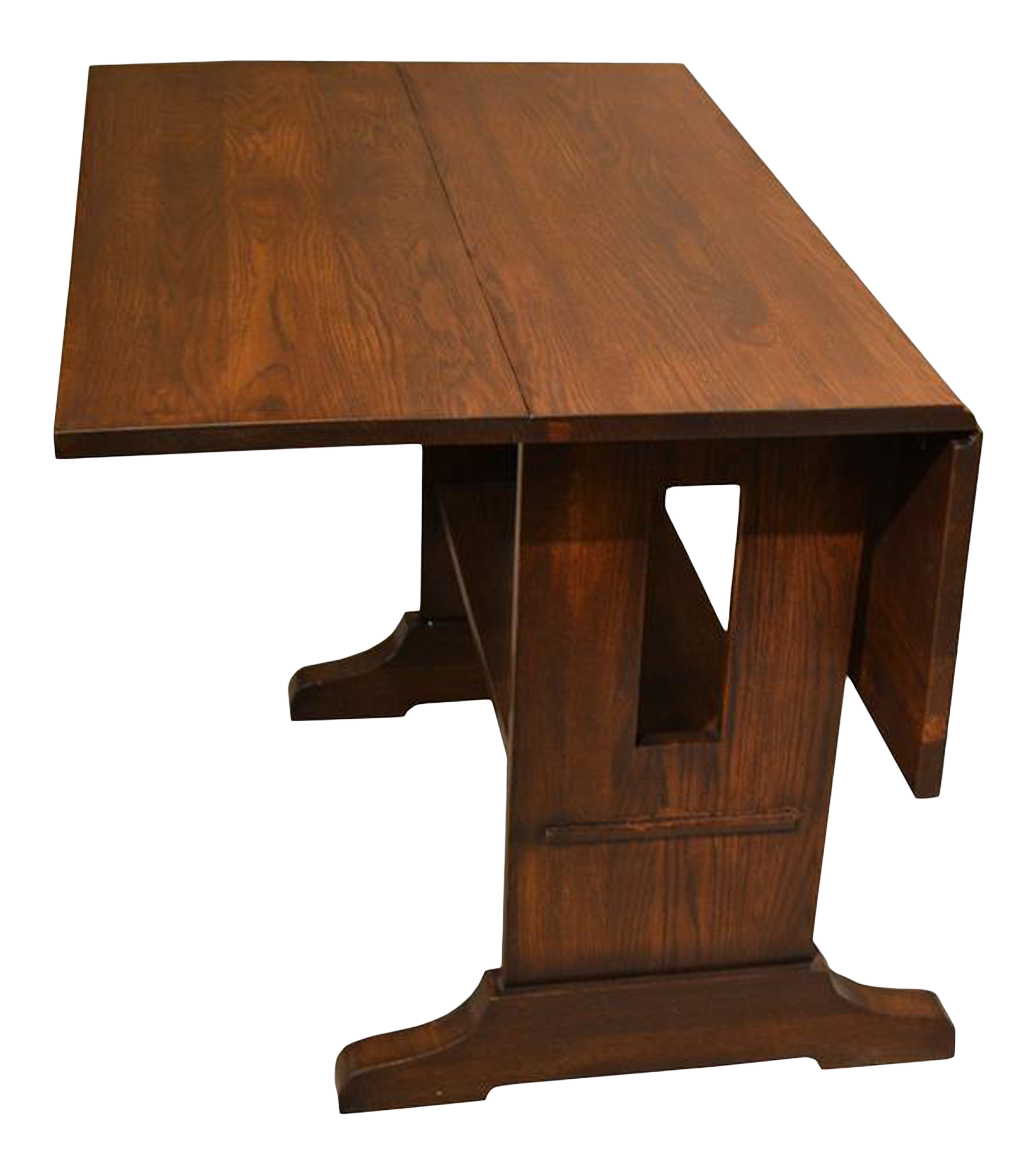 Crafters and Weavers Mission Solid Oak Drop Leaf Dining Table Walnut