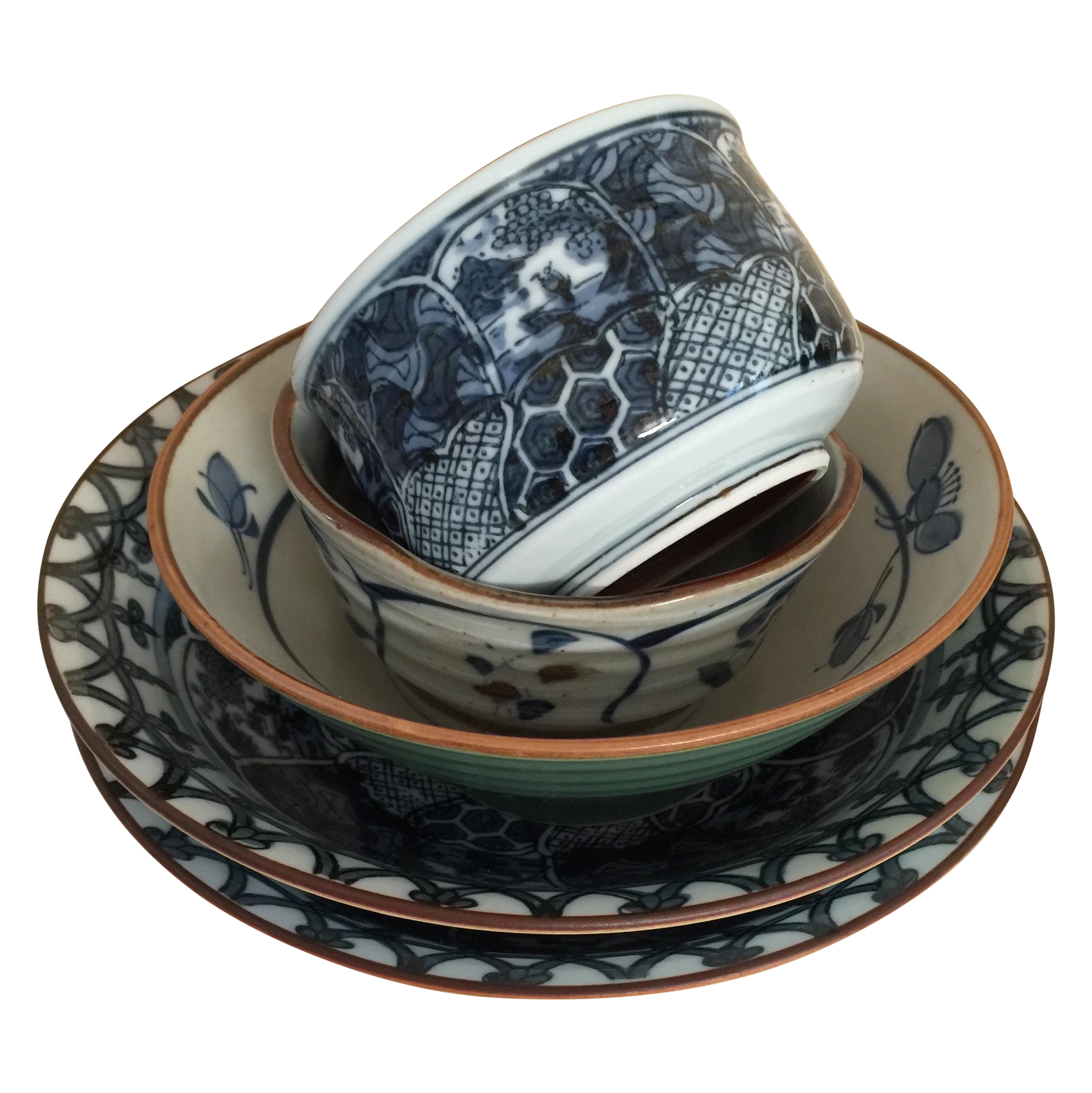 Mixed Ceramic Japanese Bowls - Set of 5 | Chairish