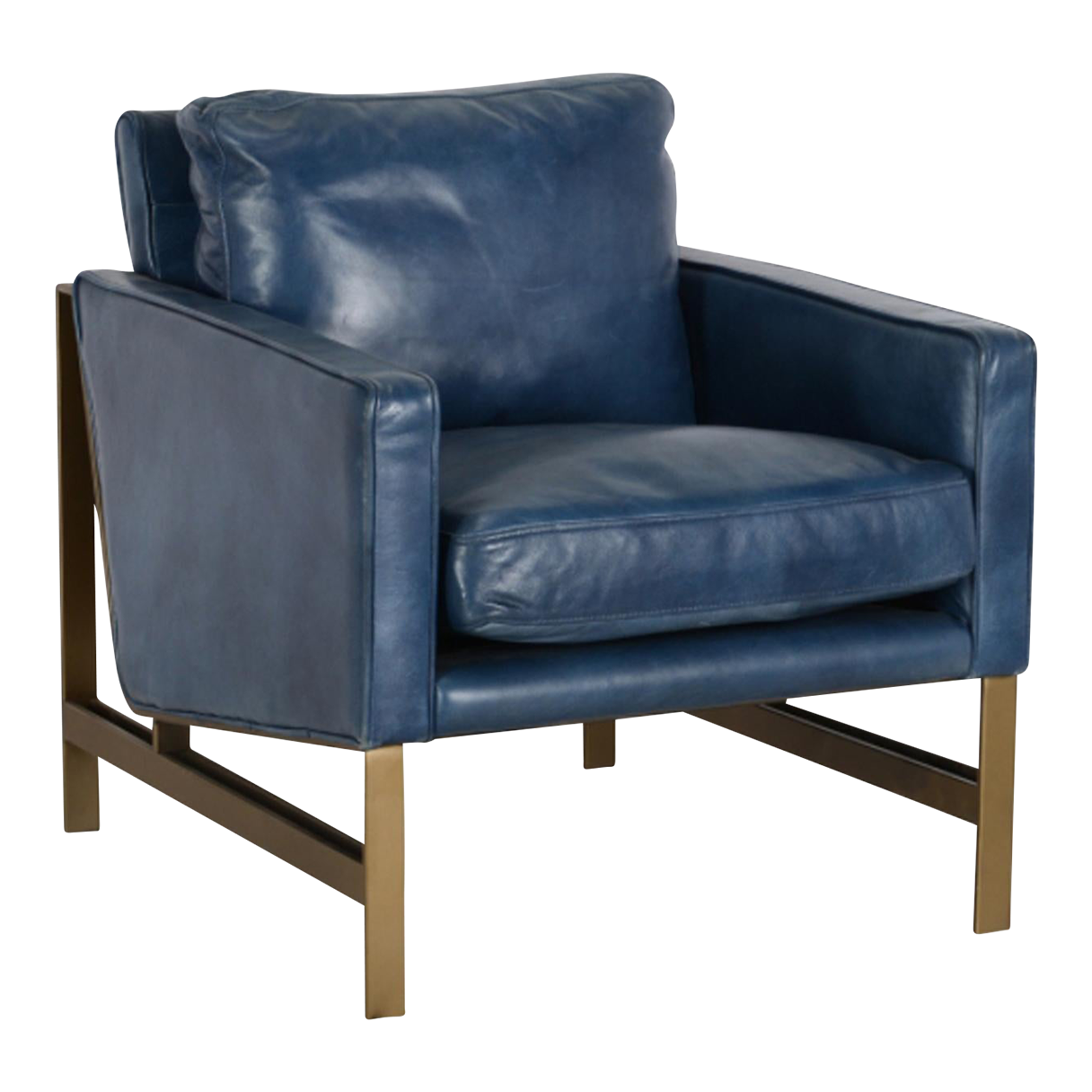 Blue & Bronze Leather Club Chair Chairish