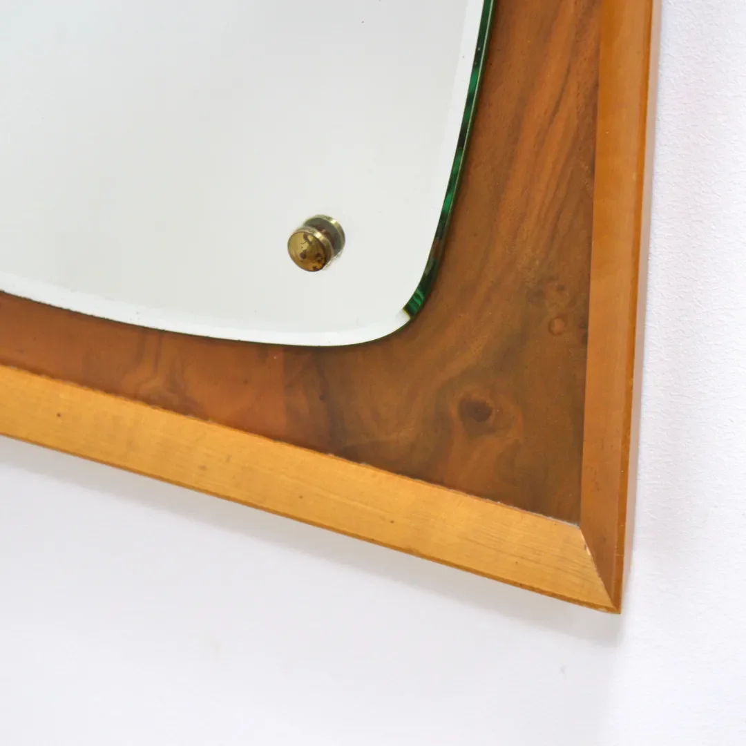 Mid Century Walnut & Oak Wall Mirror