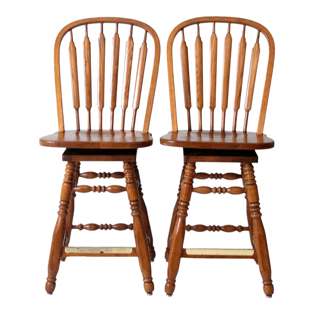 Vintage Spindle Back Counter Stools Pair | Chairish