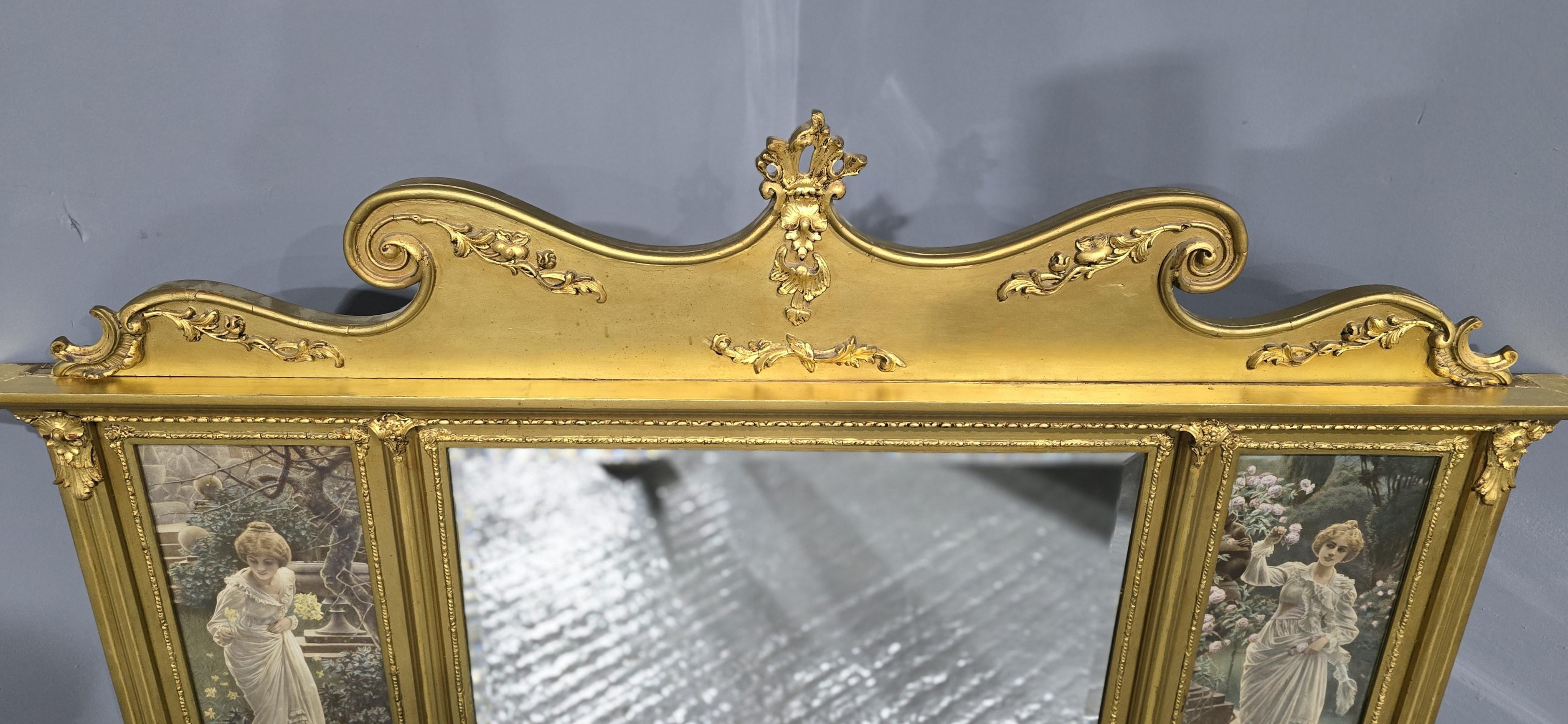 Antique Edwardian Gilt Overmantle Mirror, 1900