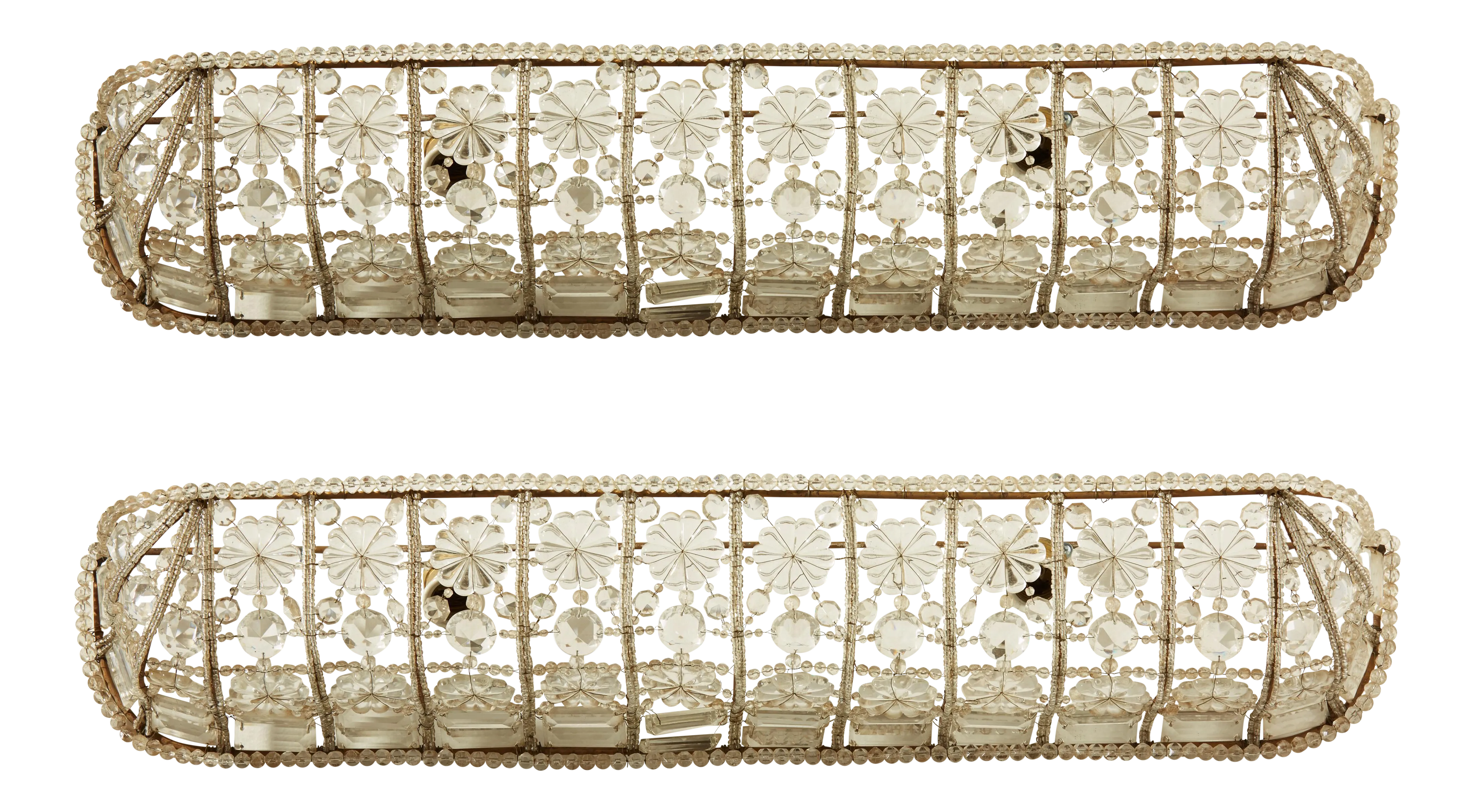 1930s Art Deco Crystal Wall Sconces - a Pair