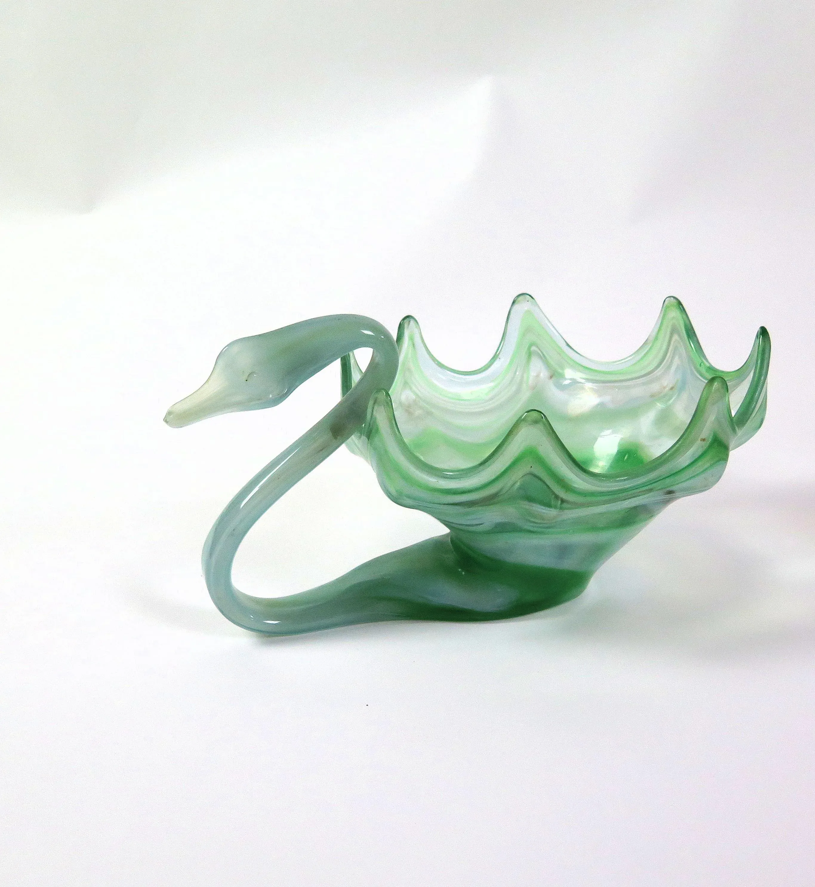 1950s Green Murano Glass Swan Bowl | Chairish