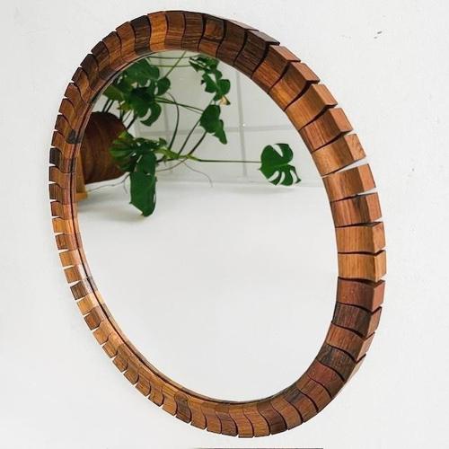 Mid-Century Danish Round Teak Mirror, 1960s