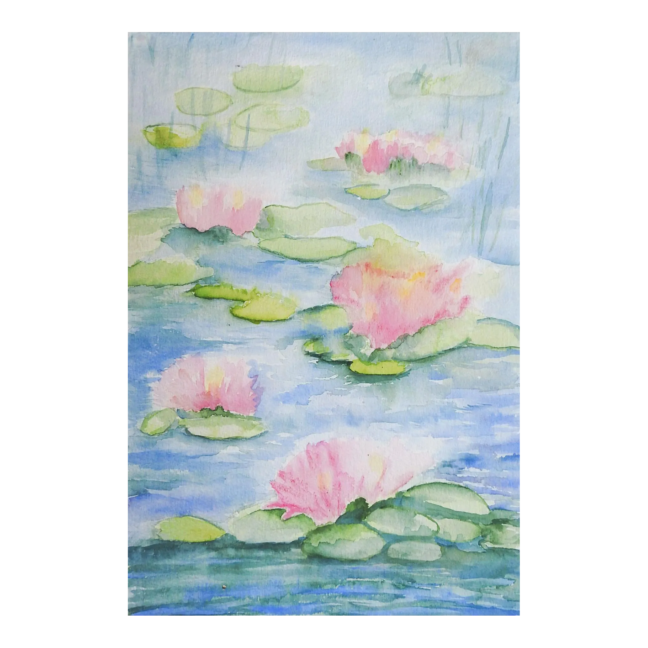 Vintage Pink Lily Pads Watercolor Painting Chairish