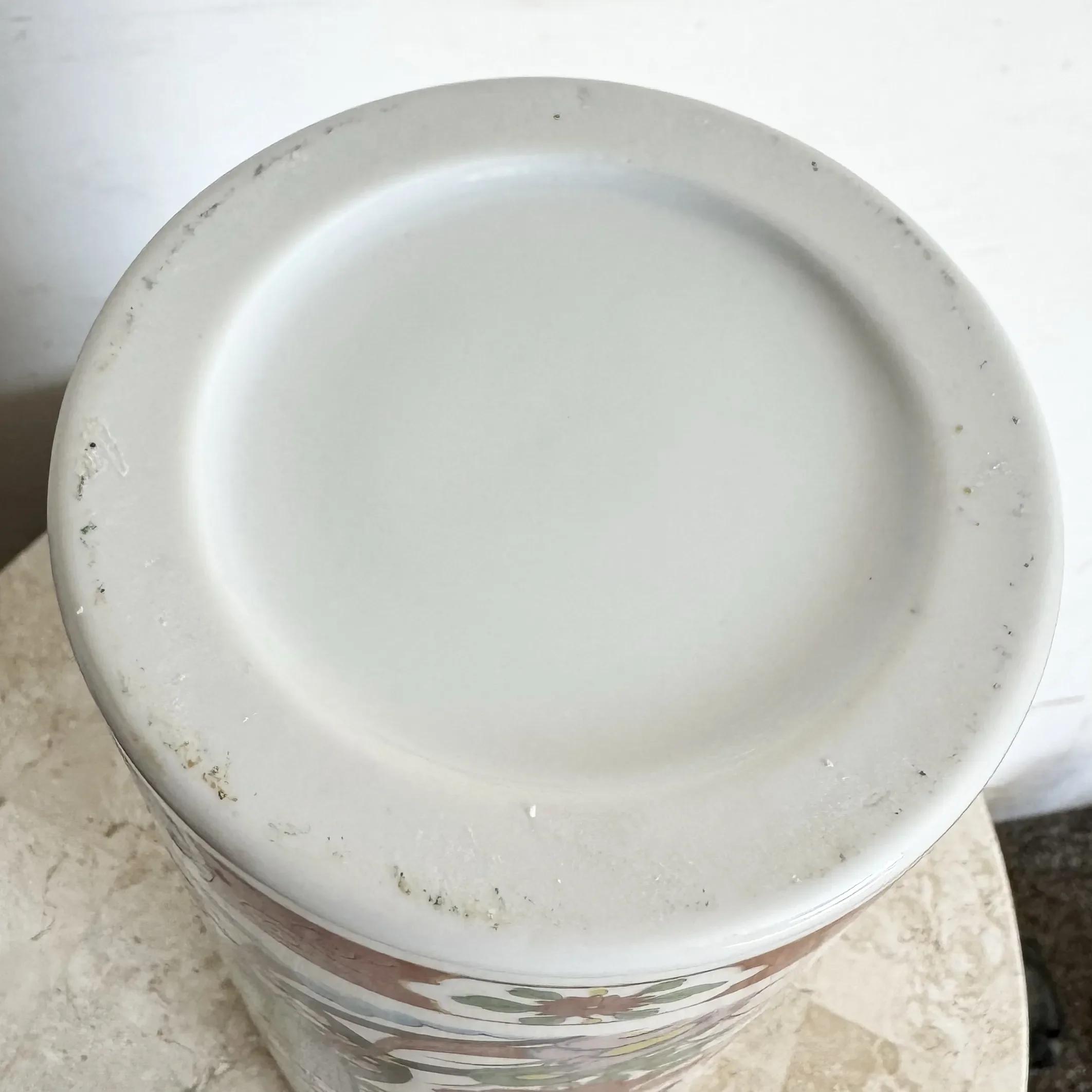 Vintage Chinese Cylindrical Porcelain Hand Painted Vase