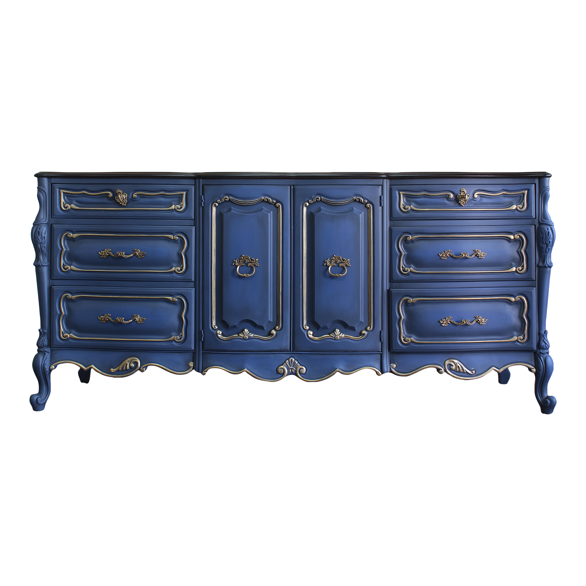 Vintage French Provincial Blue Dresser With Walnut Top Chairish