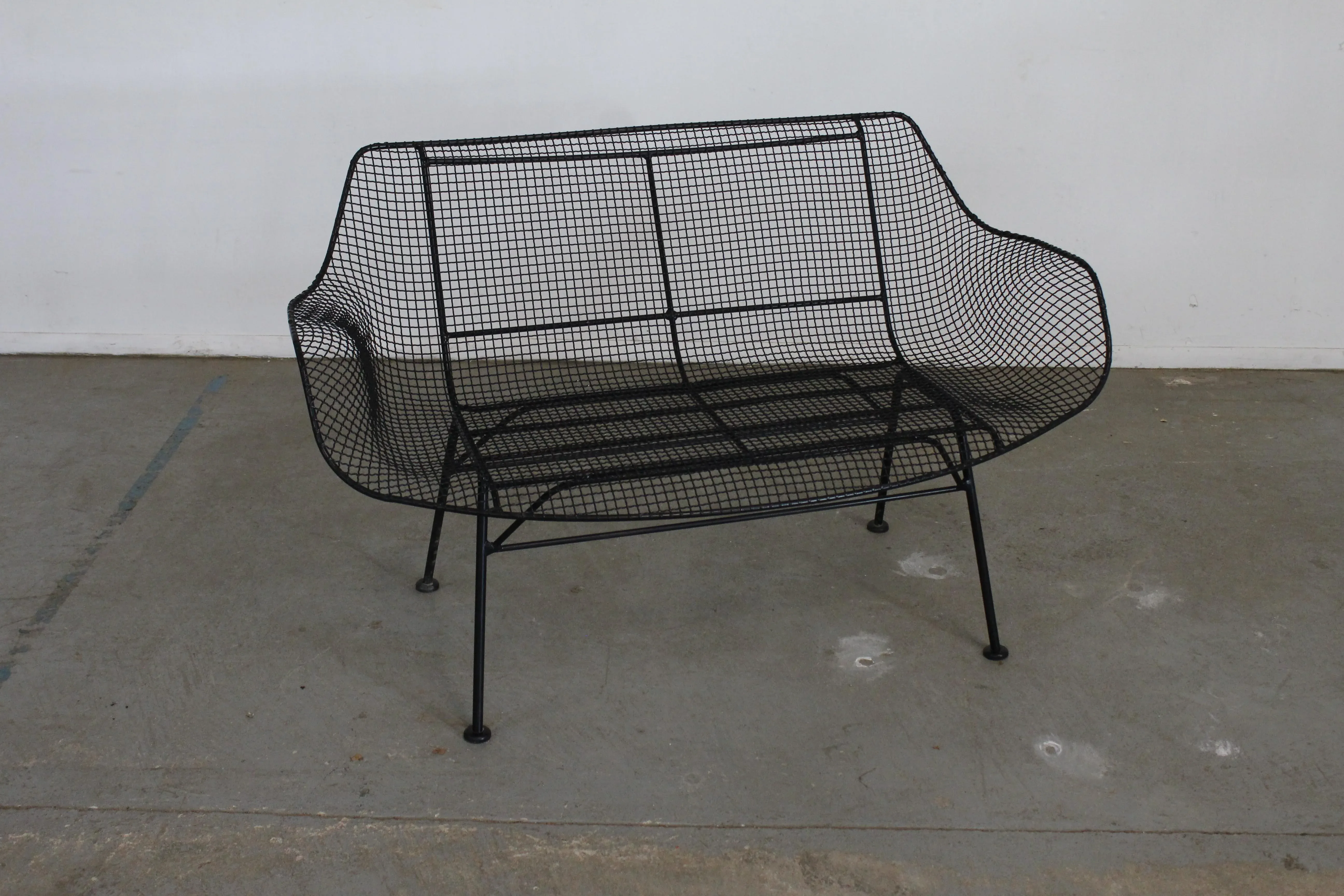 Mid Century Modern Russell Woodard Sculptura Outdoor Mesh Iron Bench Chairish