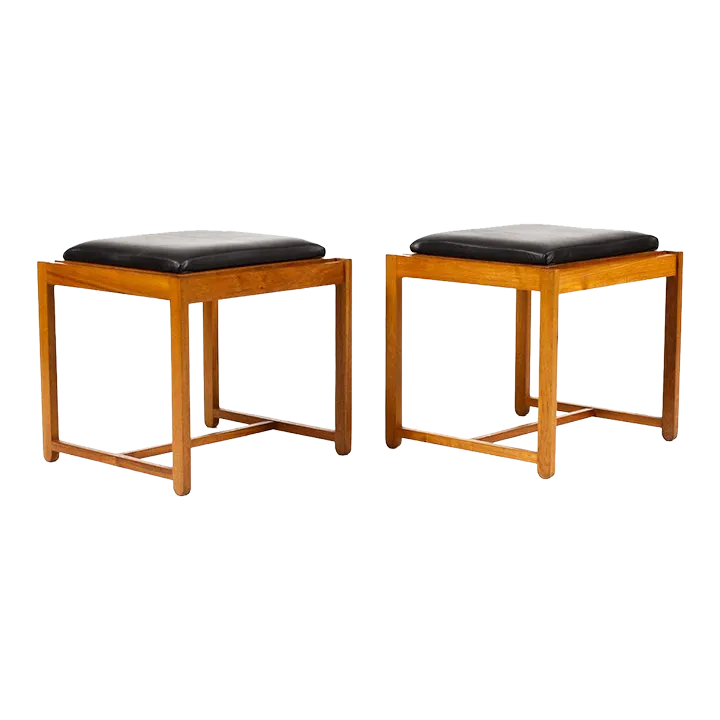 1960s Danish Modern Mid Century Teak Flip Top Ottoman Side Tables