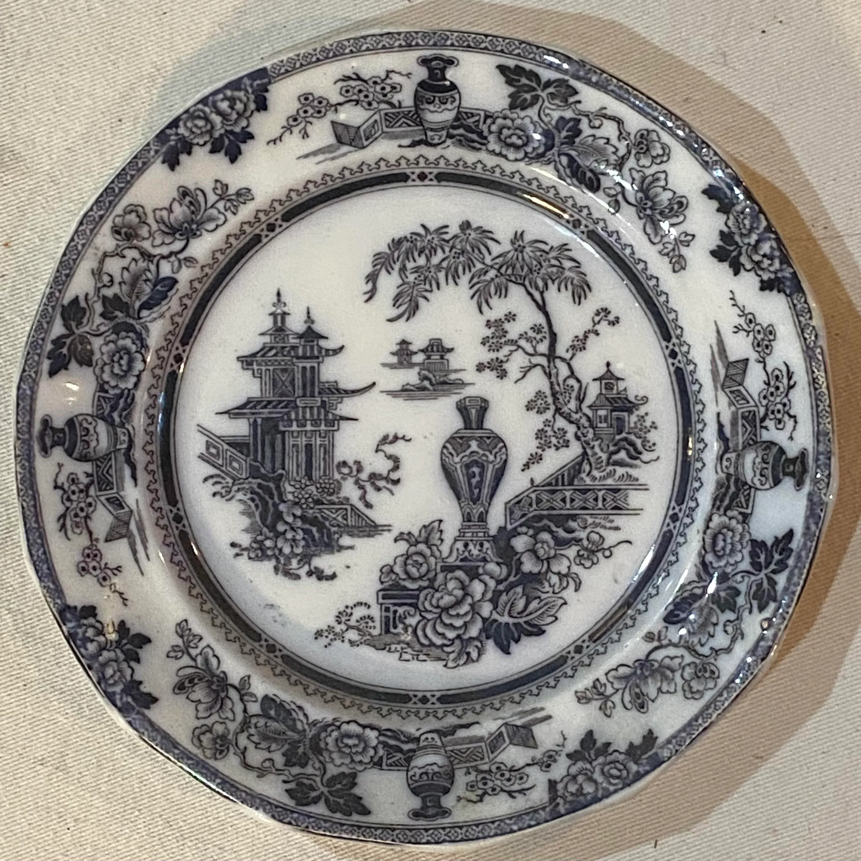 W Adams & Sons Ironstone Transferware Plate Jeddo Pattern