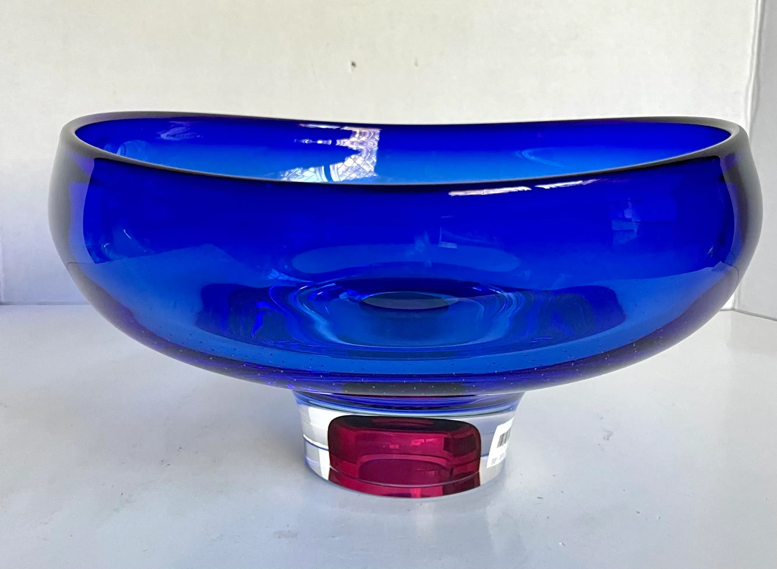 Kosta Boda Cobalt Blue and Magenta Art Glass Bowl Designed