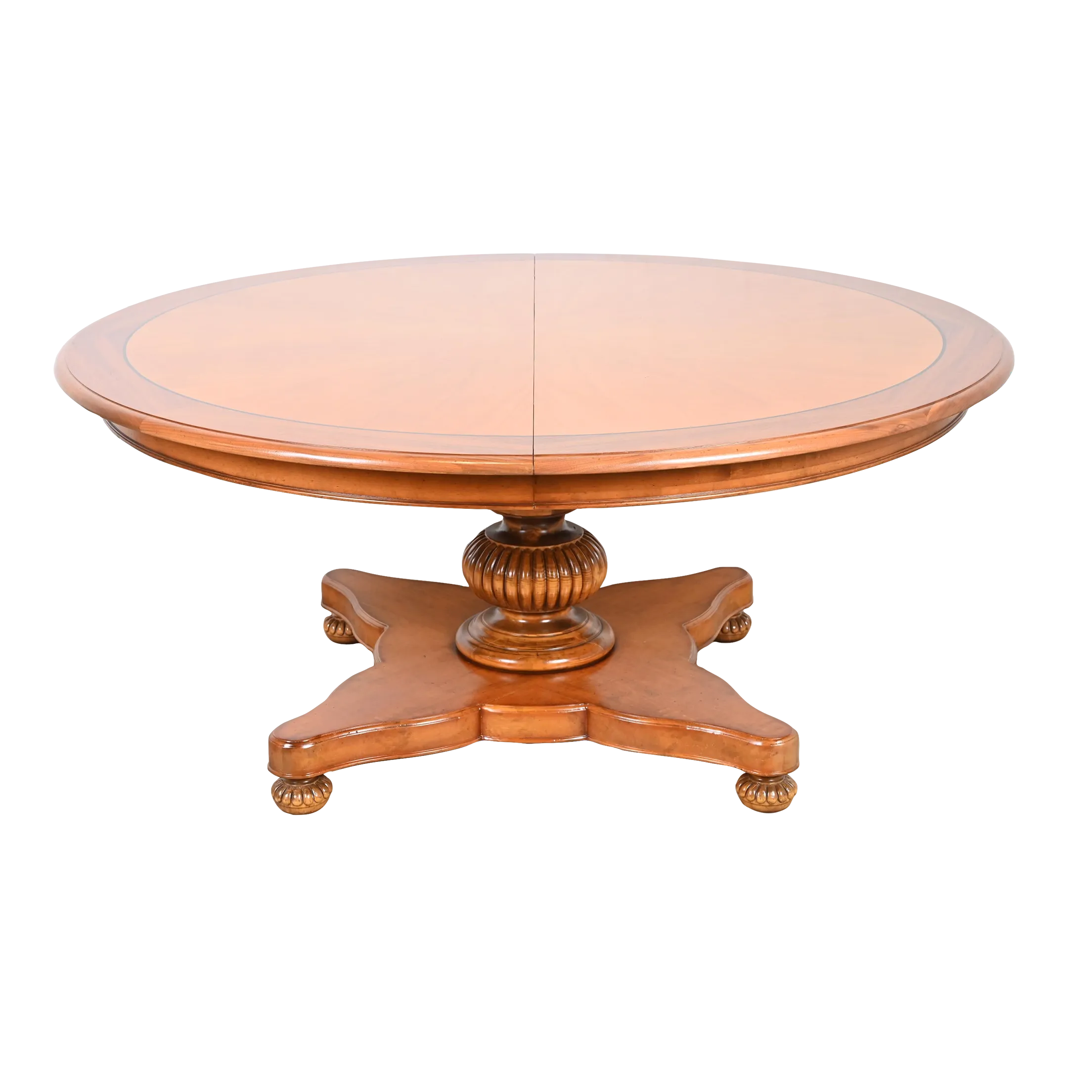 Baker Furniture Italian Provincial Pedestal Extension Dining Table