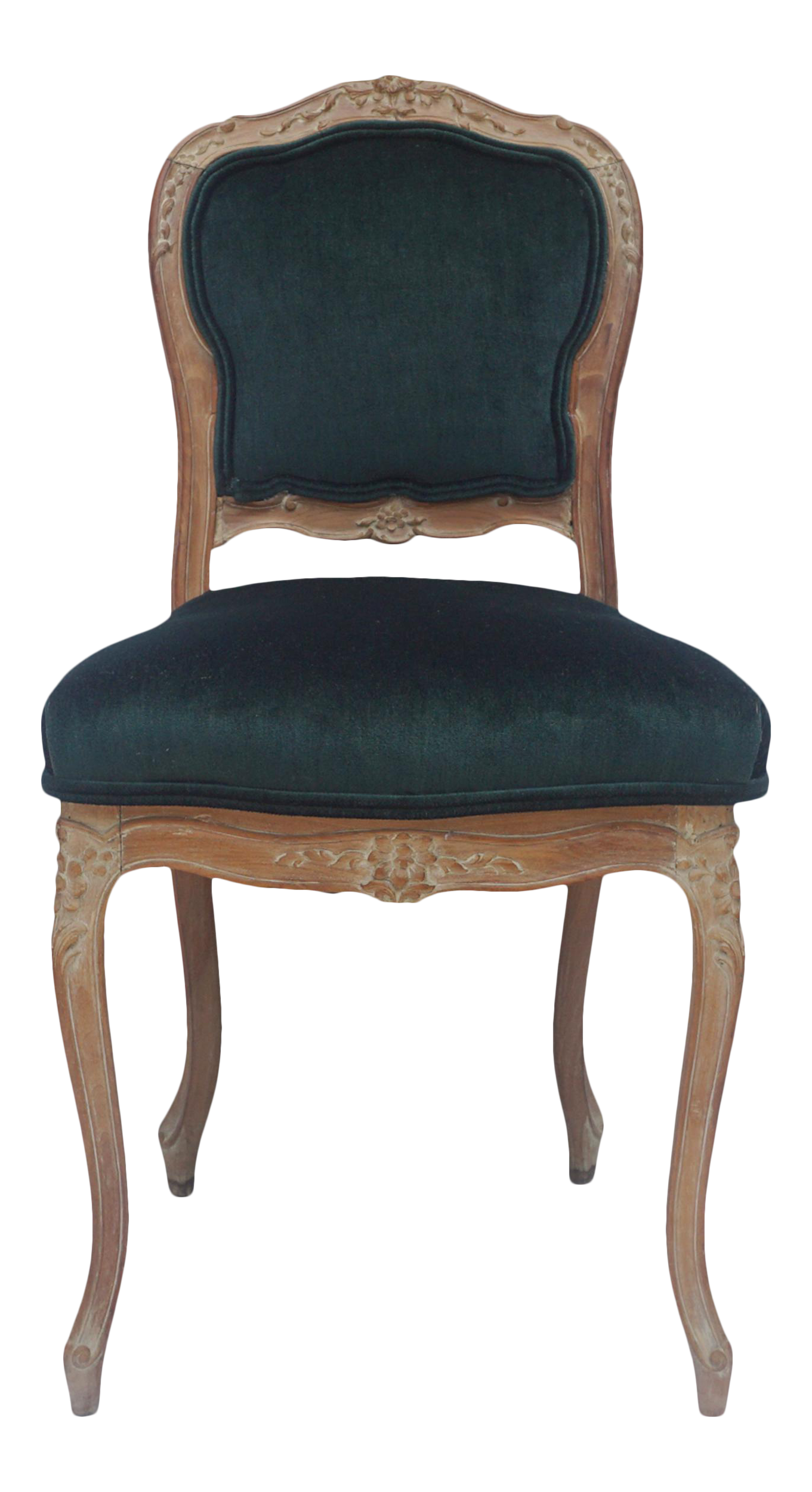 Vintage Green Velvet Queen Anne Style Chair Chairish