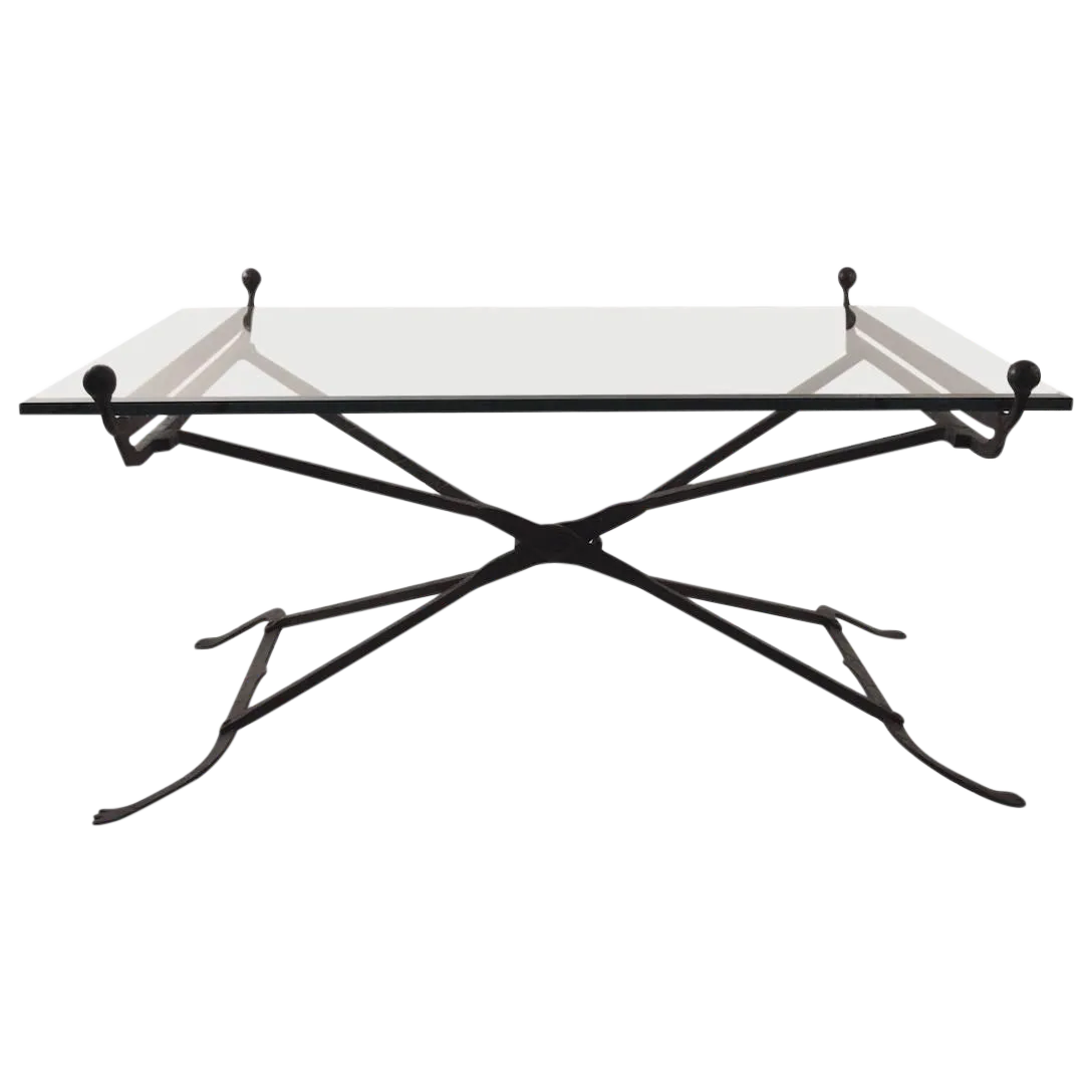 Wrought Iron Glass Top Coffee Table in the Gothic Style Chairish