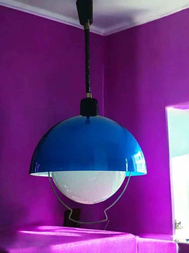 Mid-Century Vintage Blue Pendant Lamp, 1970s