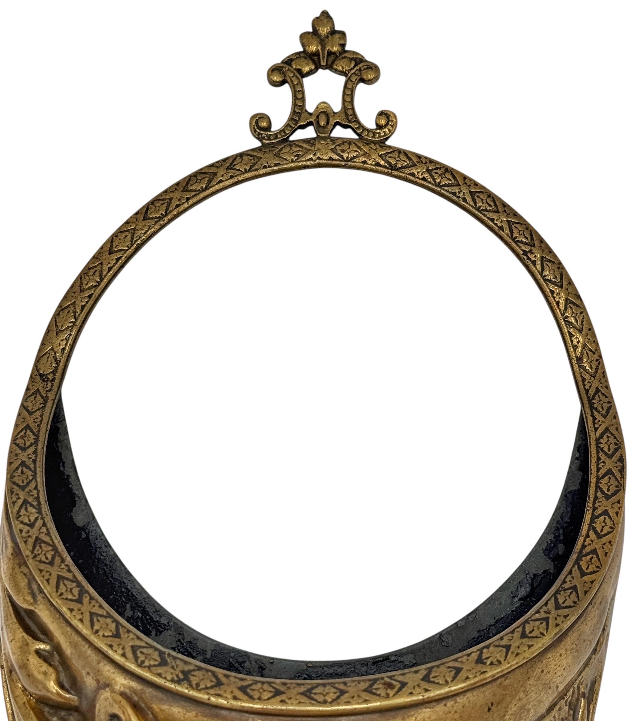 English Georgian Neoclassical Hand-Chased Brass Cornucopia Wall Pocket