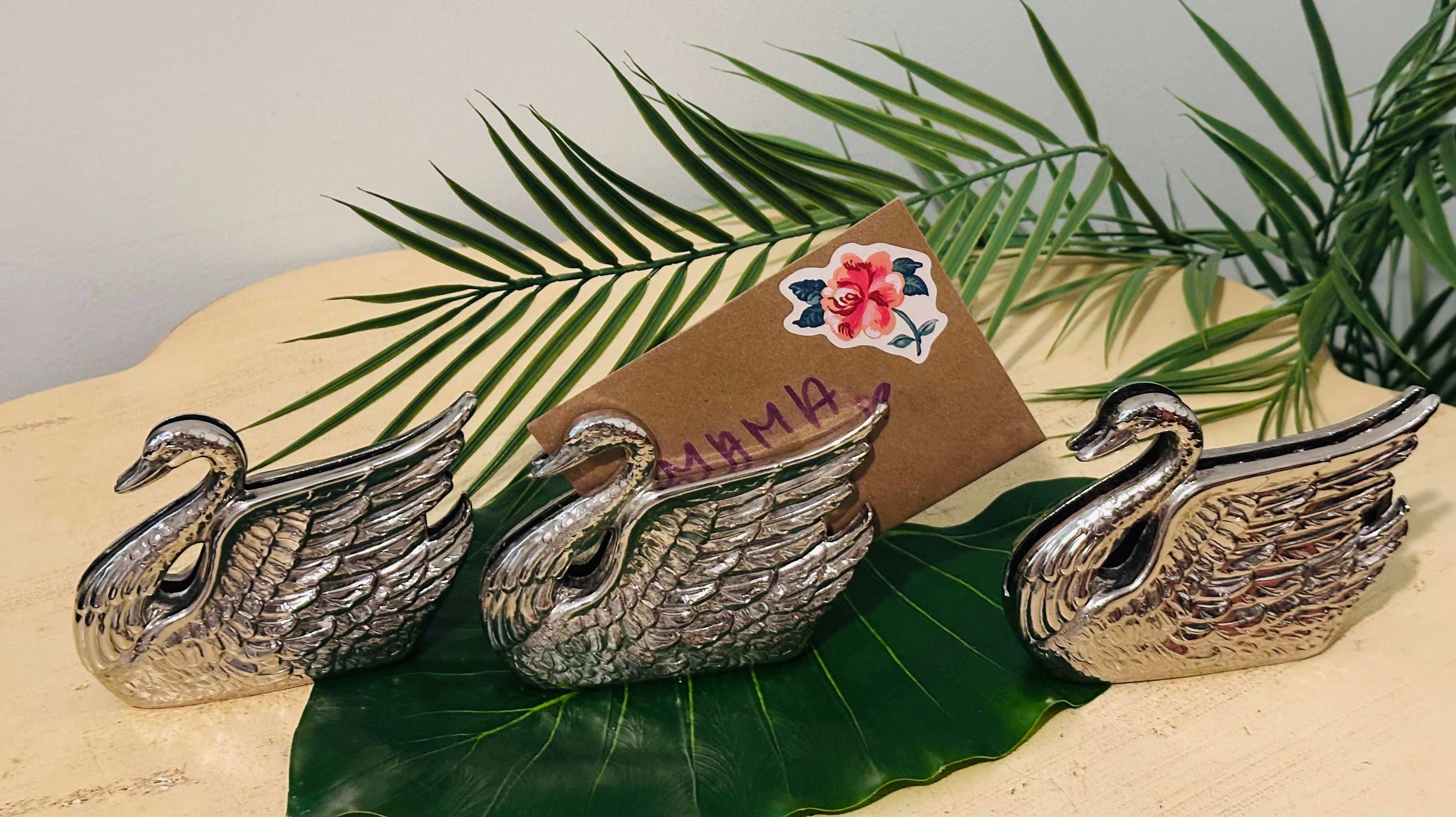 Vintage Italian Silver - Plated Swan Letter Holder | Chairish