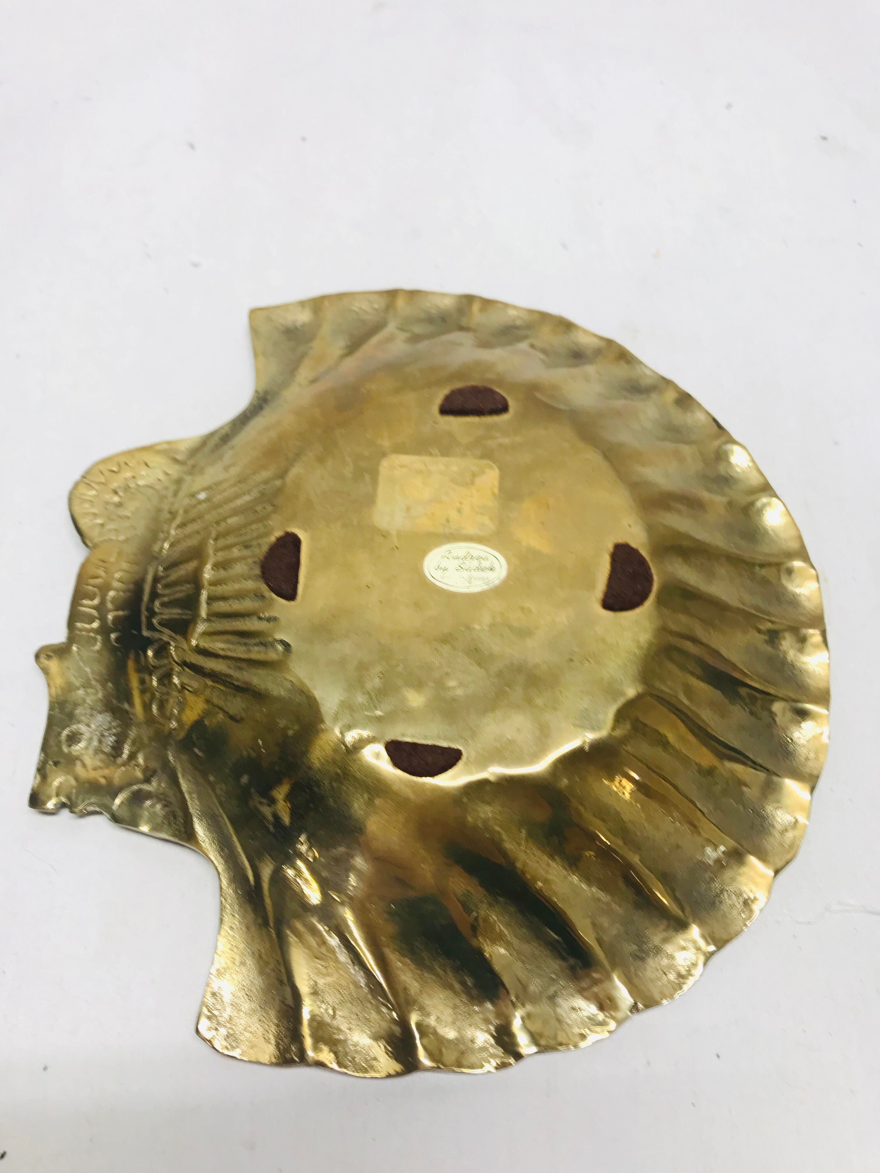 Andrea by Sadek Vintage Brass Seahorse and Shell Decorative