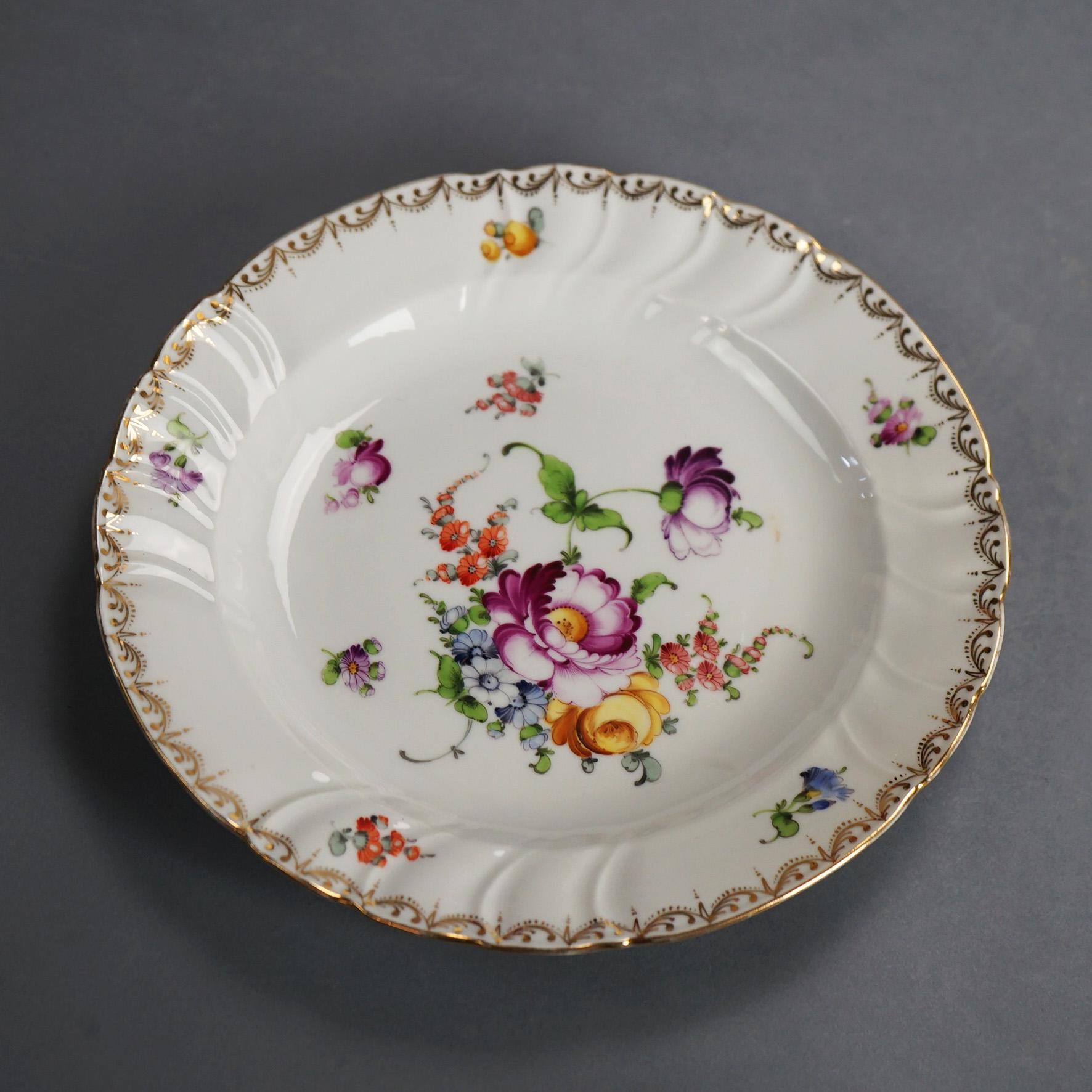 Circa 1900s Antique Meissen Porcelain Plates with Hand
