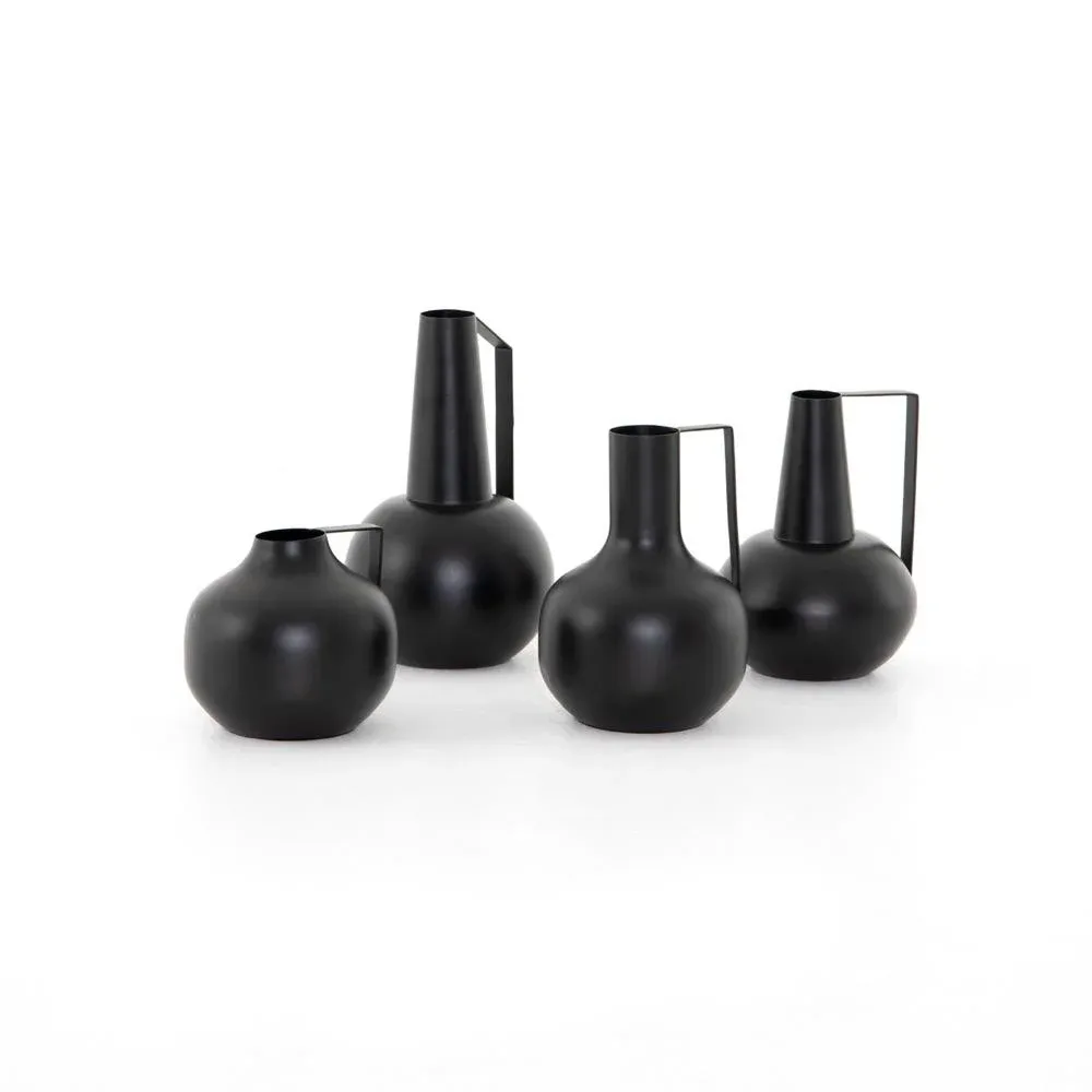 Four Hands Aleta Vases, Iron Black - Set of 4
