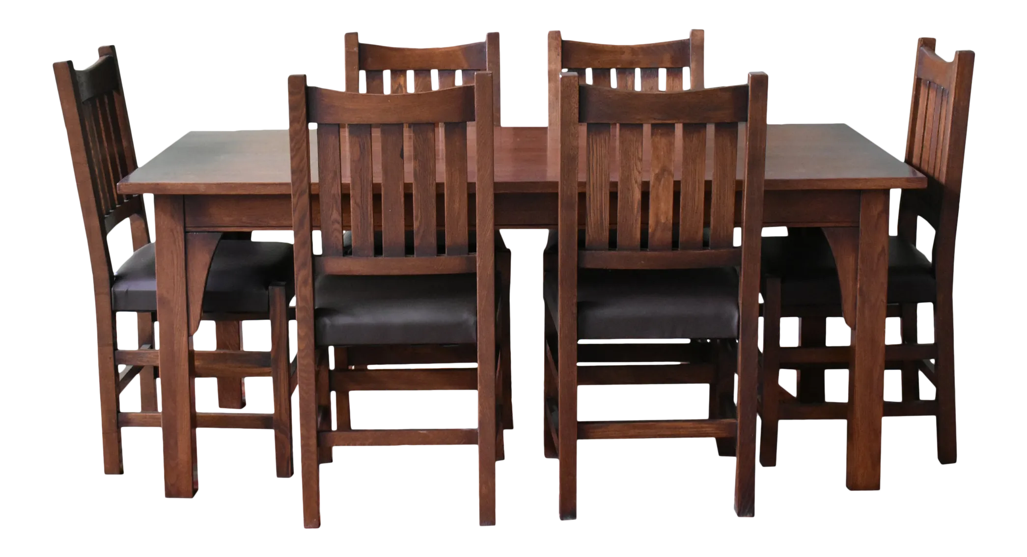 Crafters and Weavers Mission 70" Solid Oak Dining Table Set With 6 240