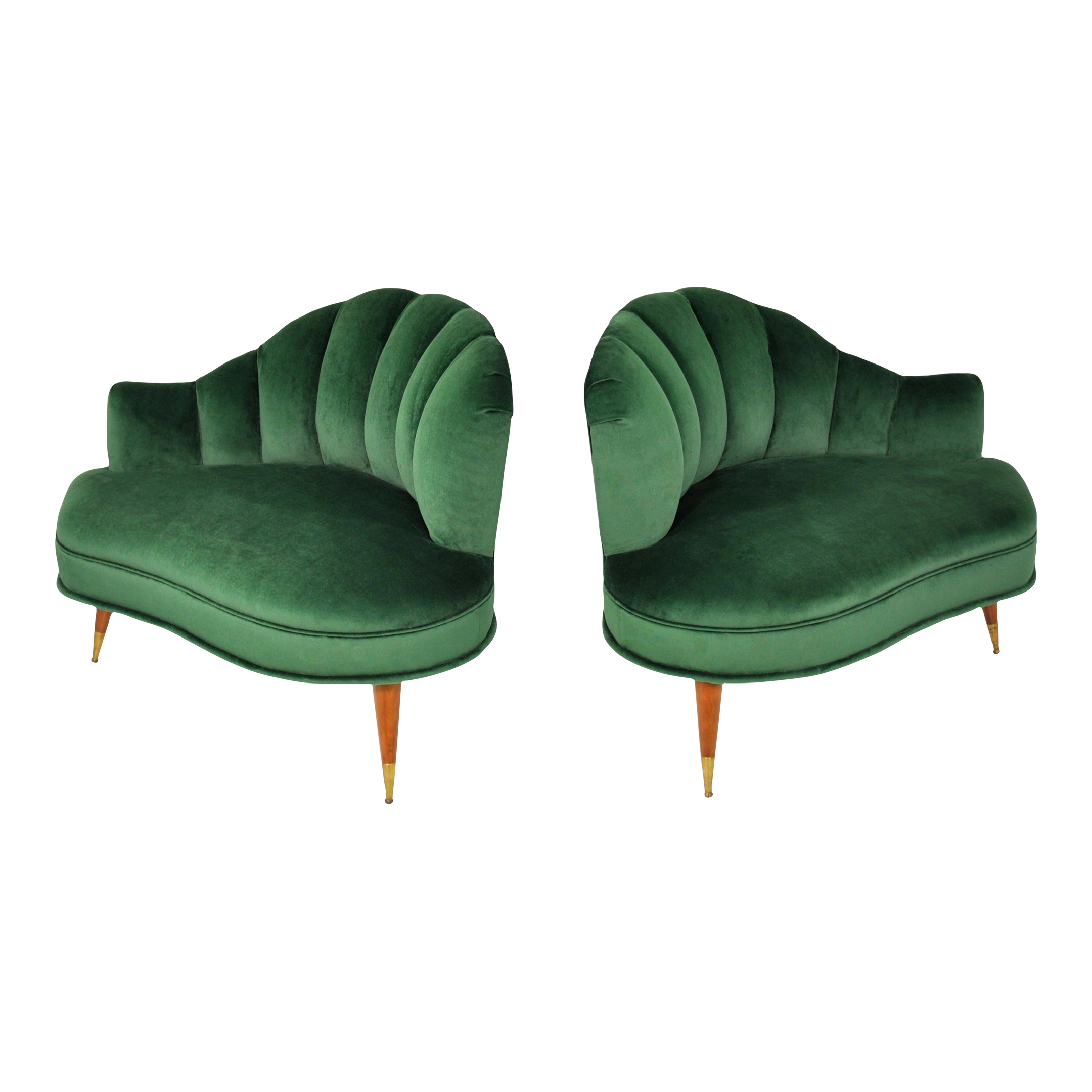 Emerald Green Velvet Channel Back Regency Lounge Chairs a Pair Chairish