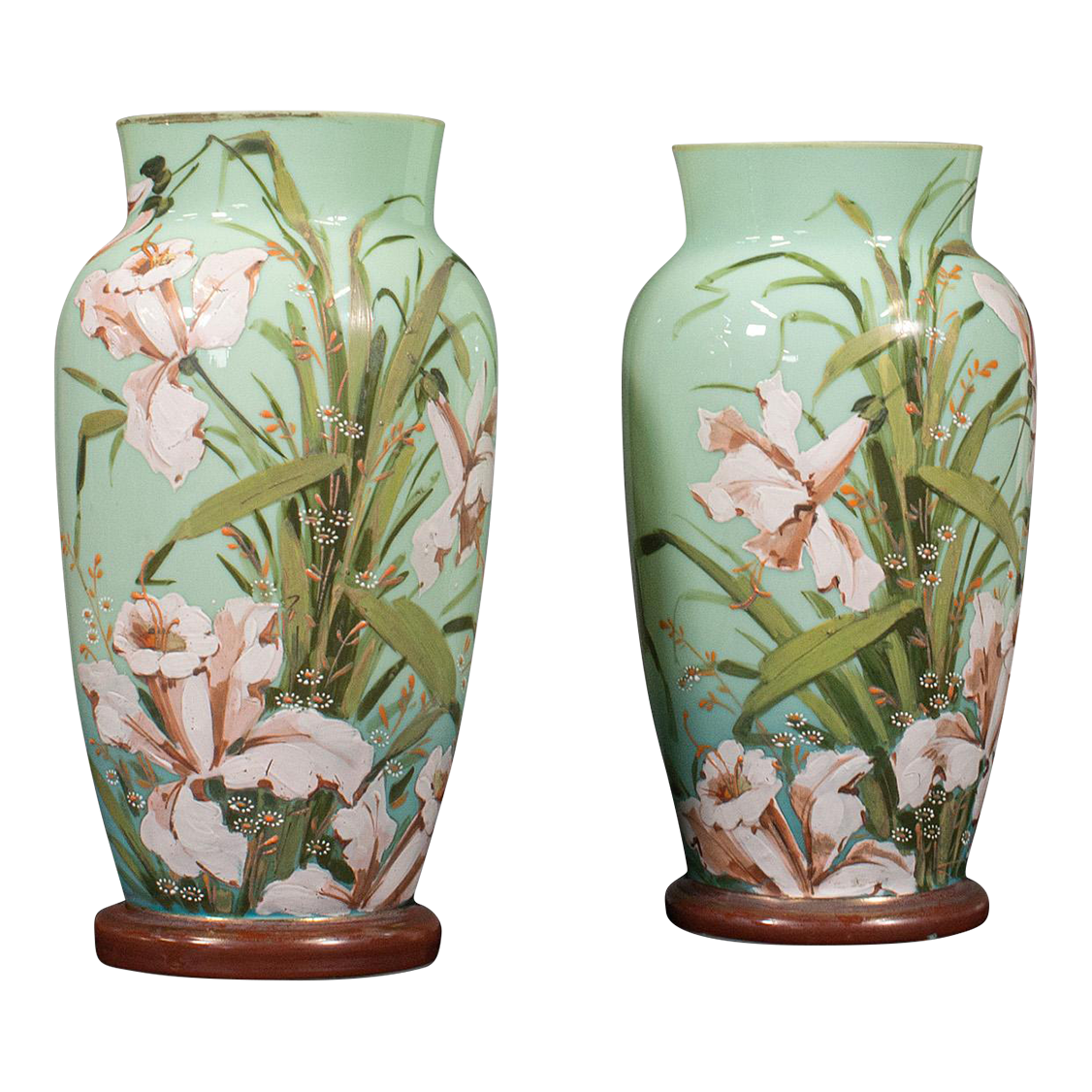 1900s Pair of Antique VictorianOpaque Glass Decorative Vases Chairish