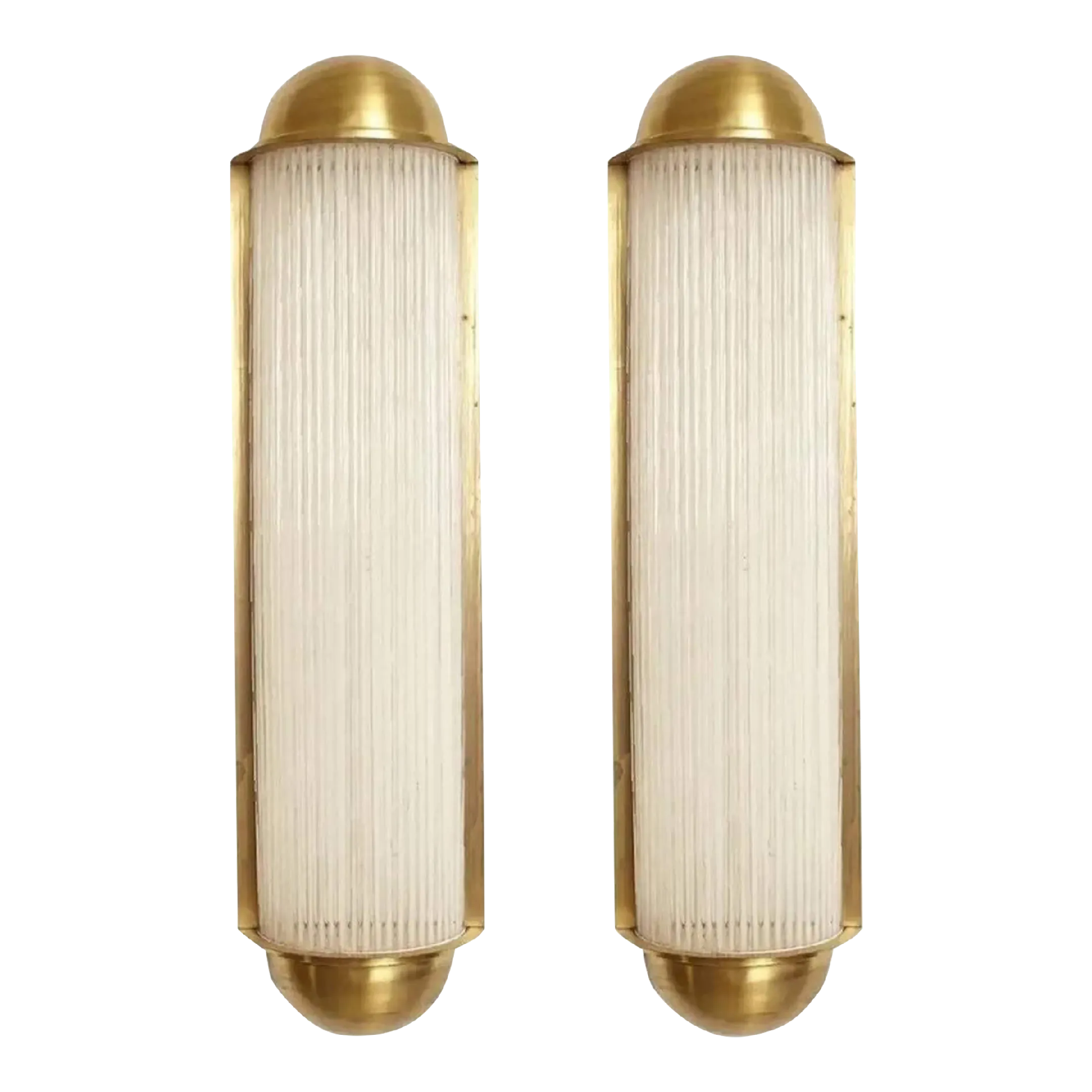 Pair Skyscraper Vintage 1940s Art Deco Wall Sconces Fixture Brass
