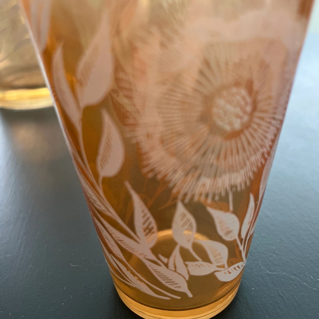 Vintage Jeanette Glass Co. Pitcher and 4 Glasses | Chairish