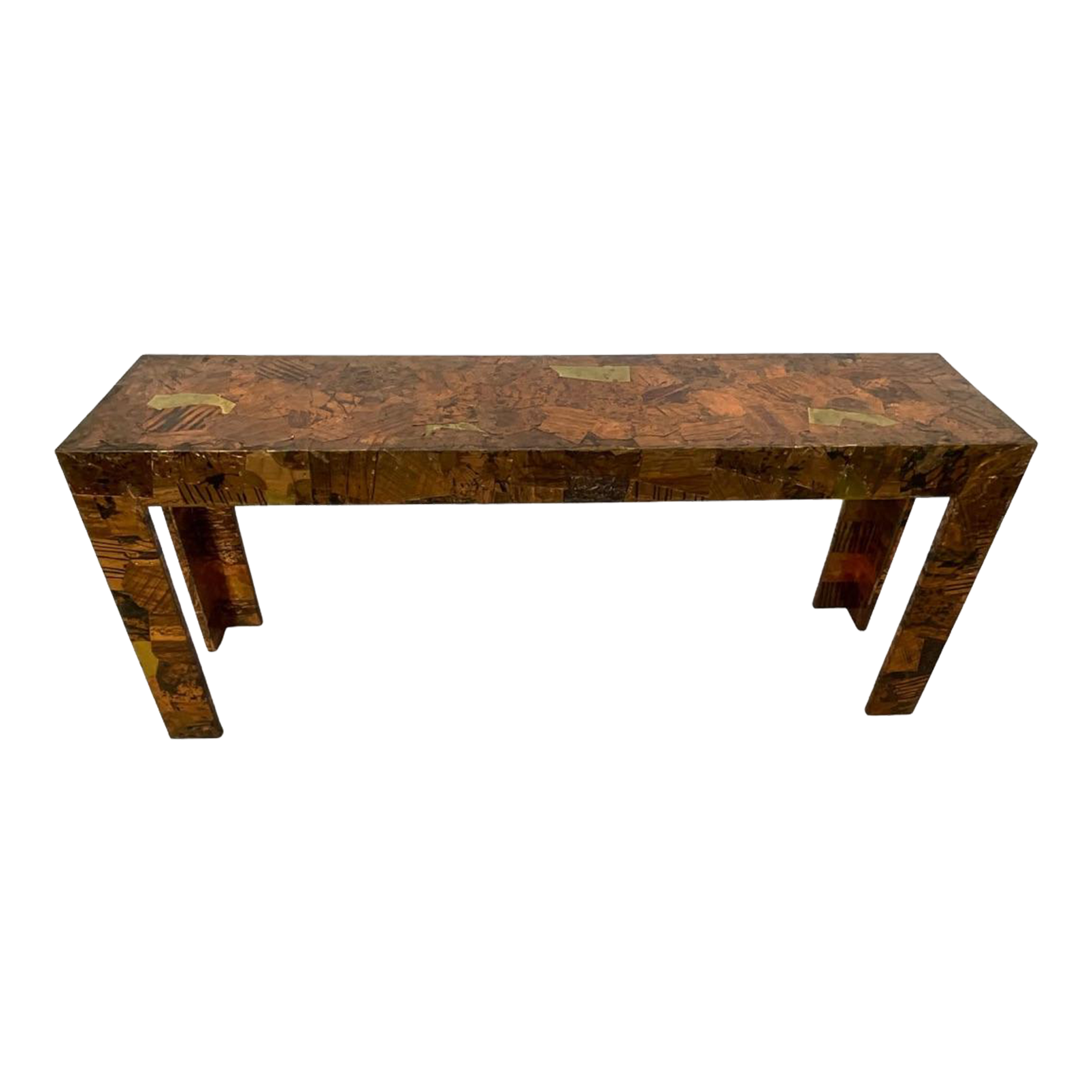 1970s Vintage Patchwork Copper Console Table