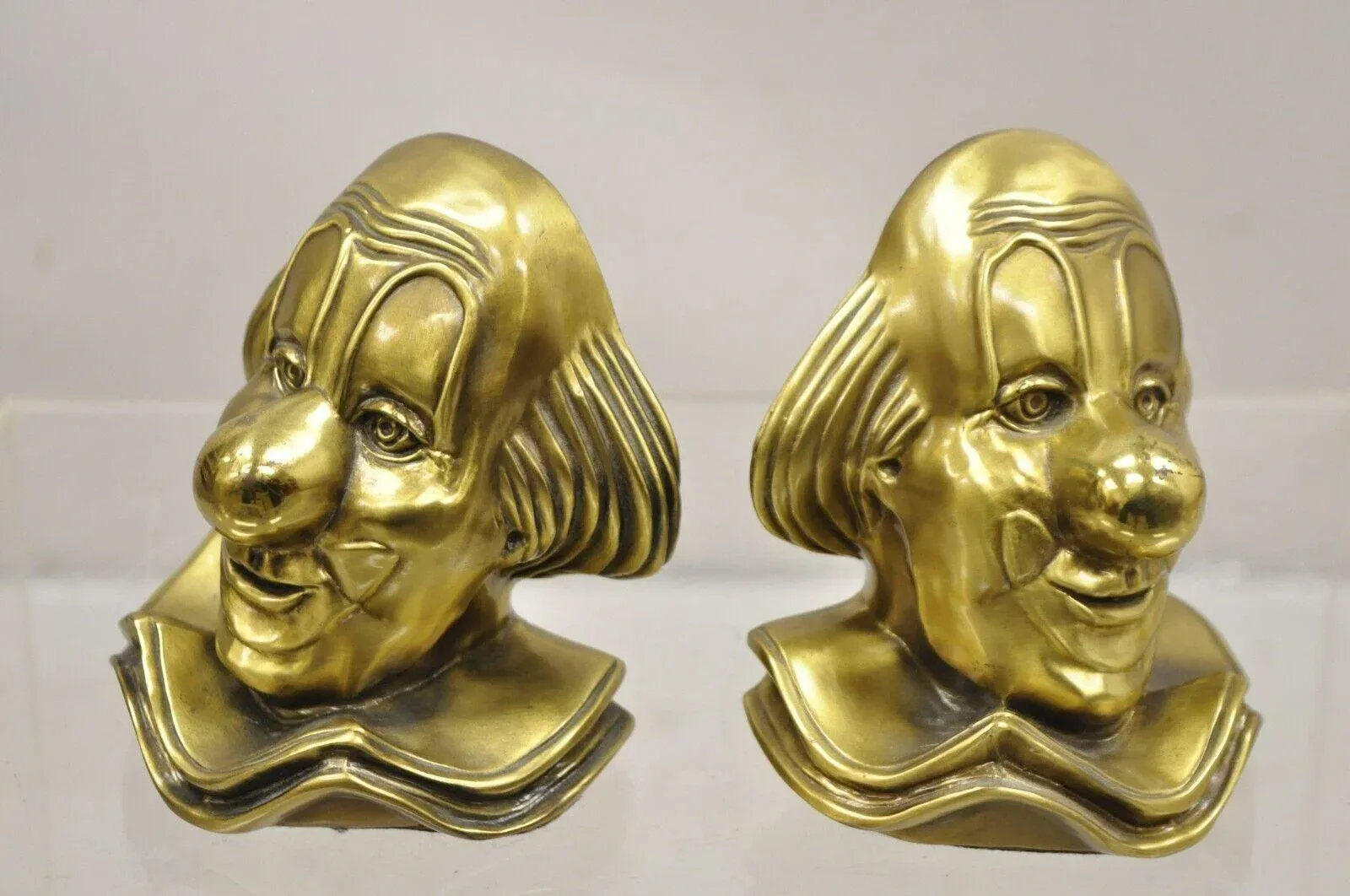 1940 Brass Clown Head Bookends クラウンヘッド