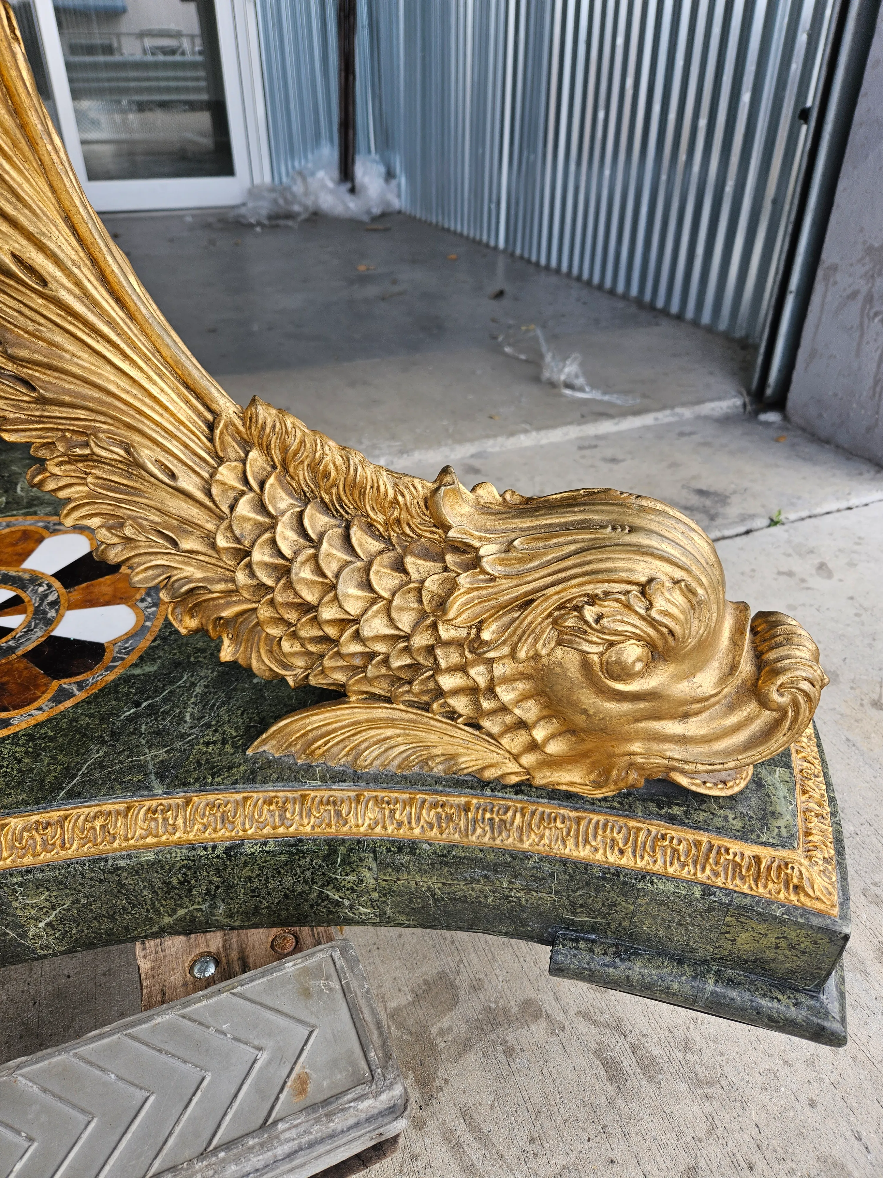 1990s Neoclassical Tessellated Marble Dolphin Table | Chairish, image size:3000x4000