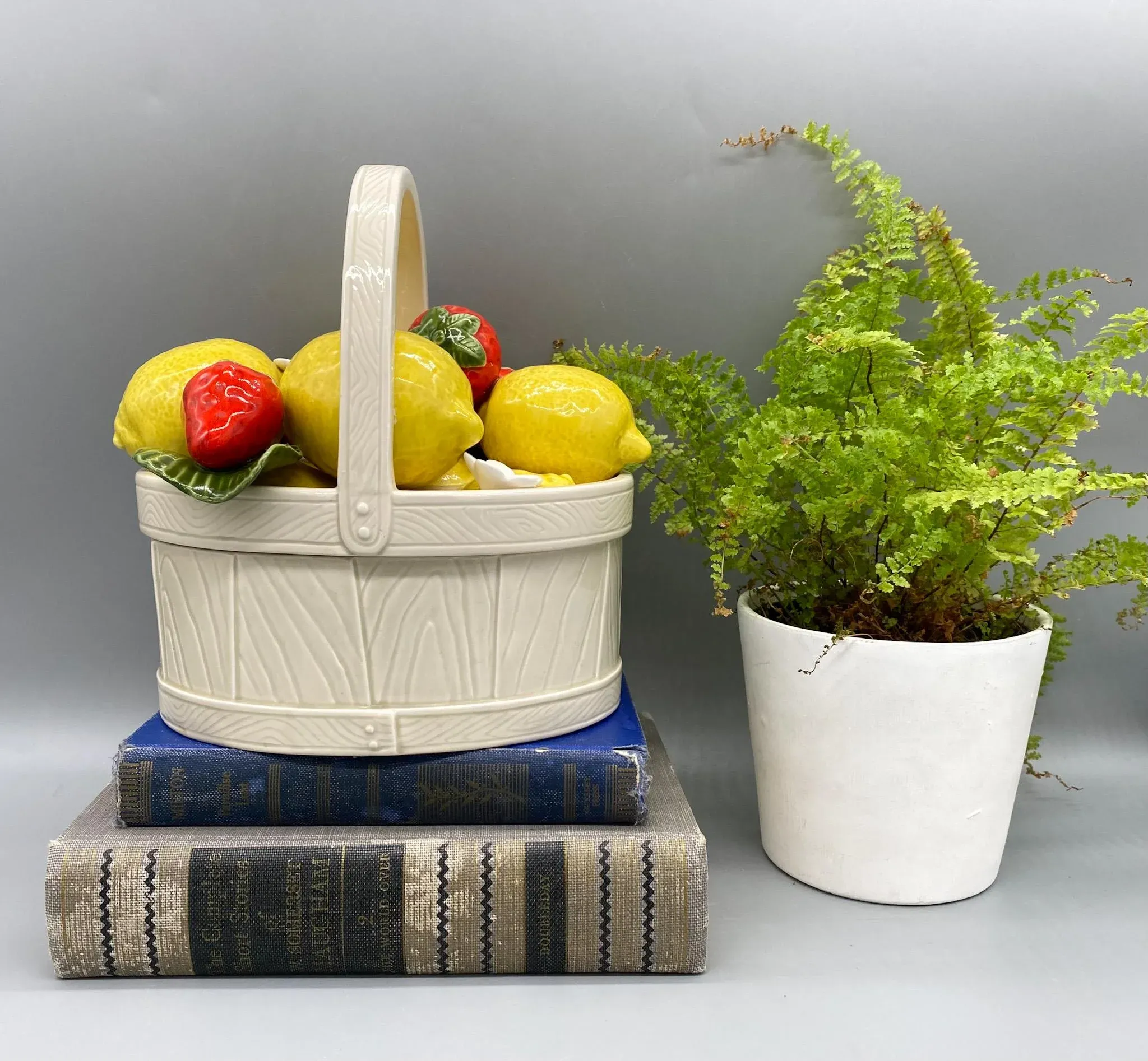 1980s Fitz & Floyd Fruit Basket Box – Lemon & Strawberry