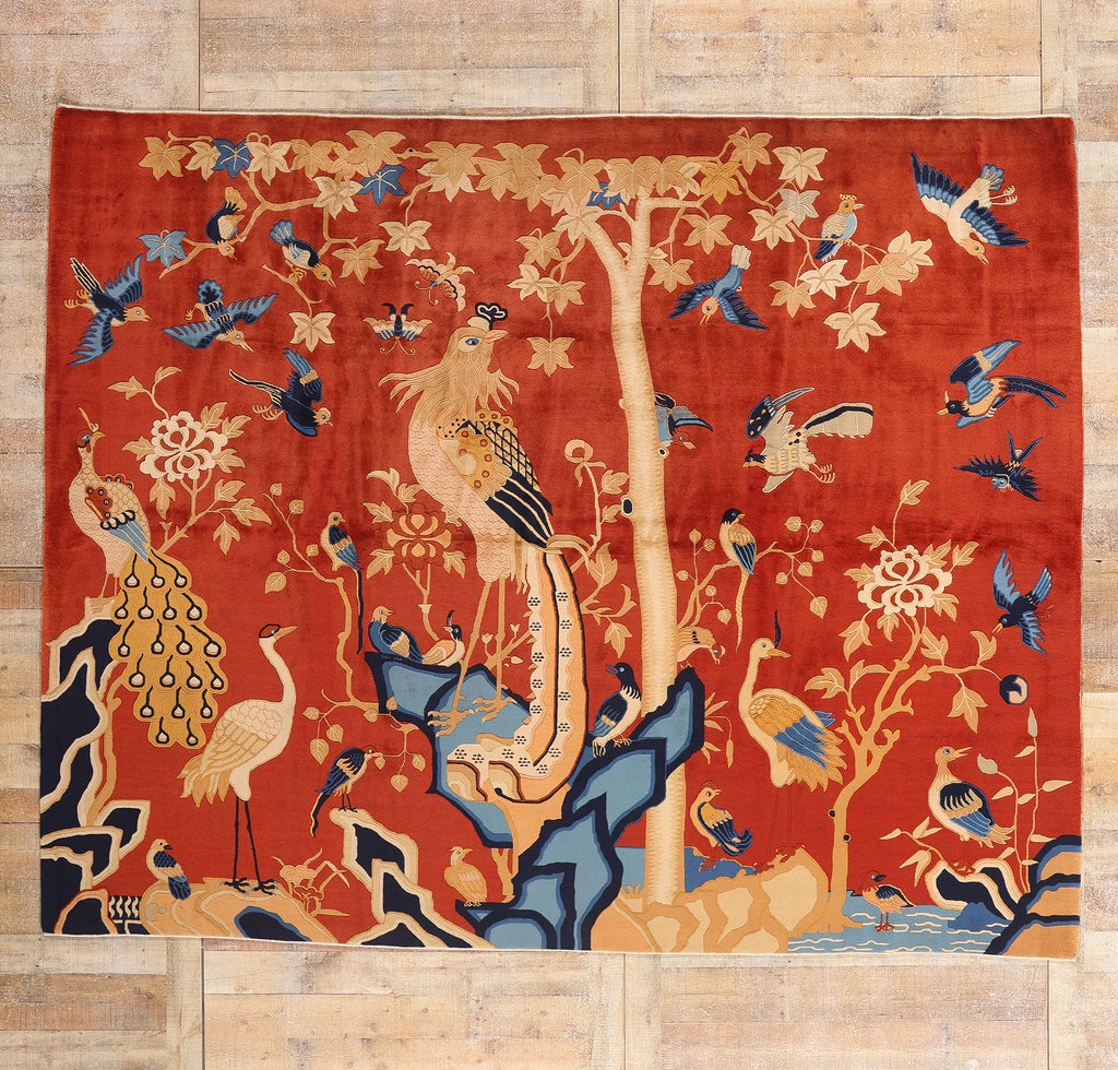 Vintage Chinese Pictorial Rug, 09'11 X 07'11 | Chairish