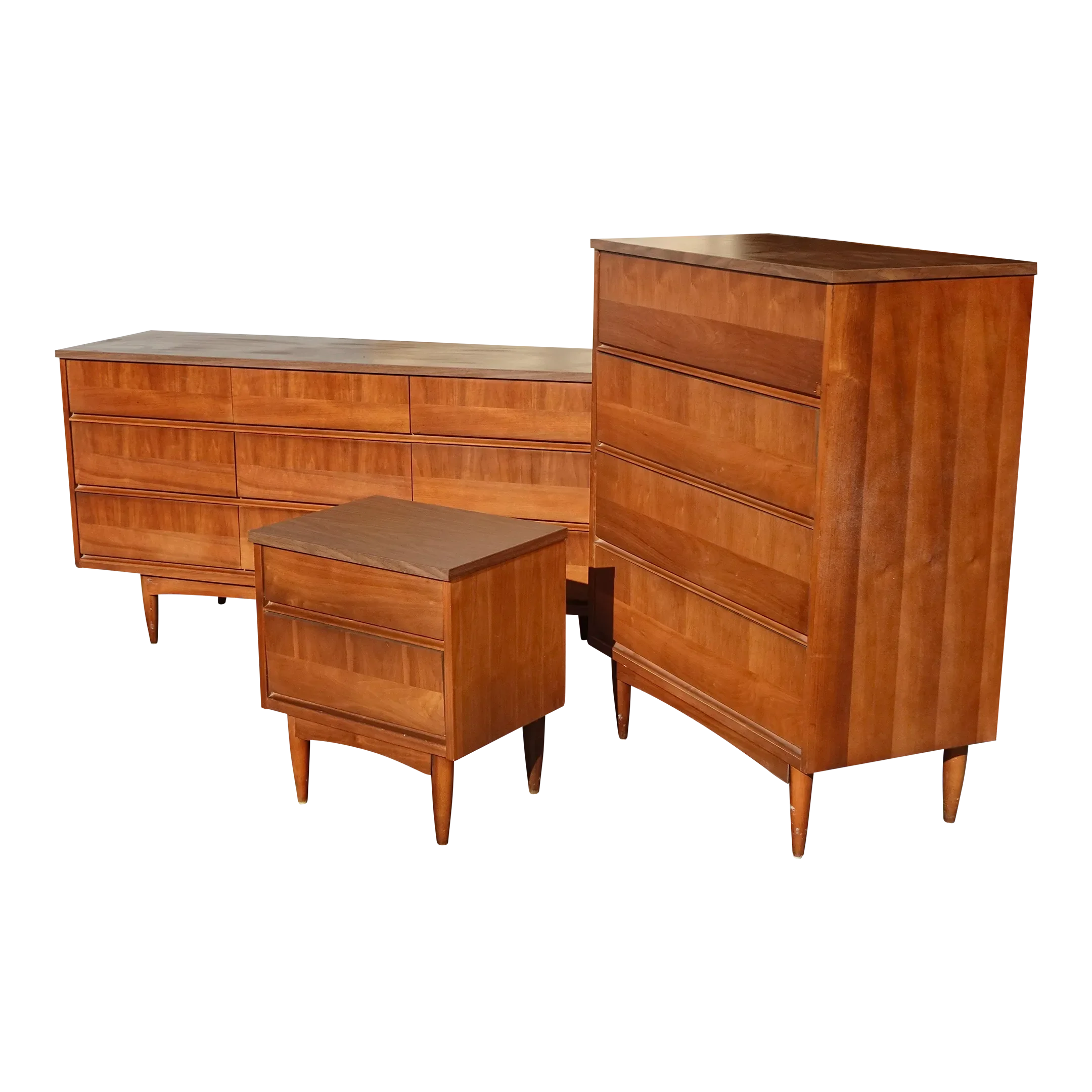 Vintage Mid Century Modern Dresser & Tallboy Dresser & Nightstand Bedroom  Furn.