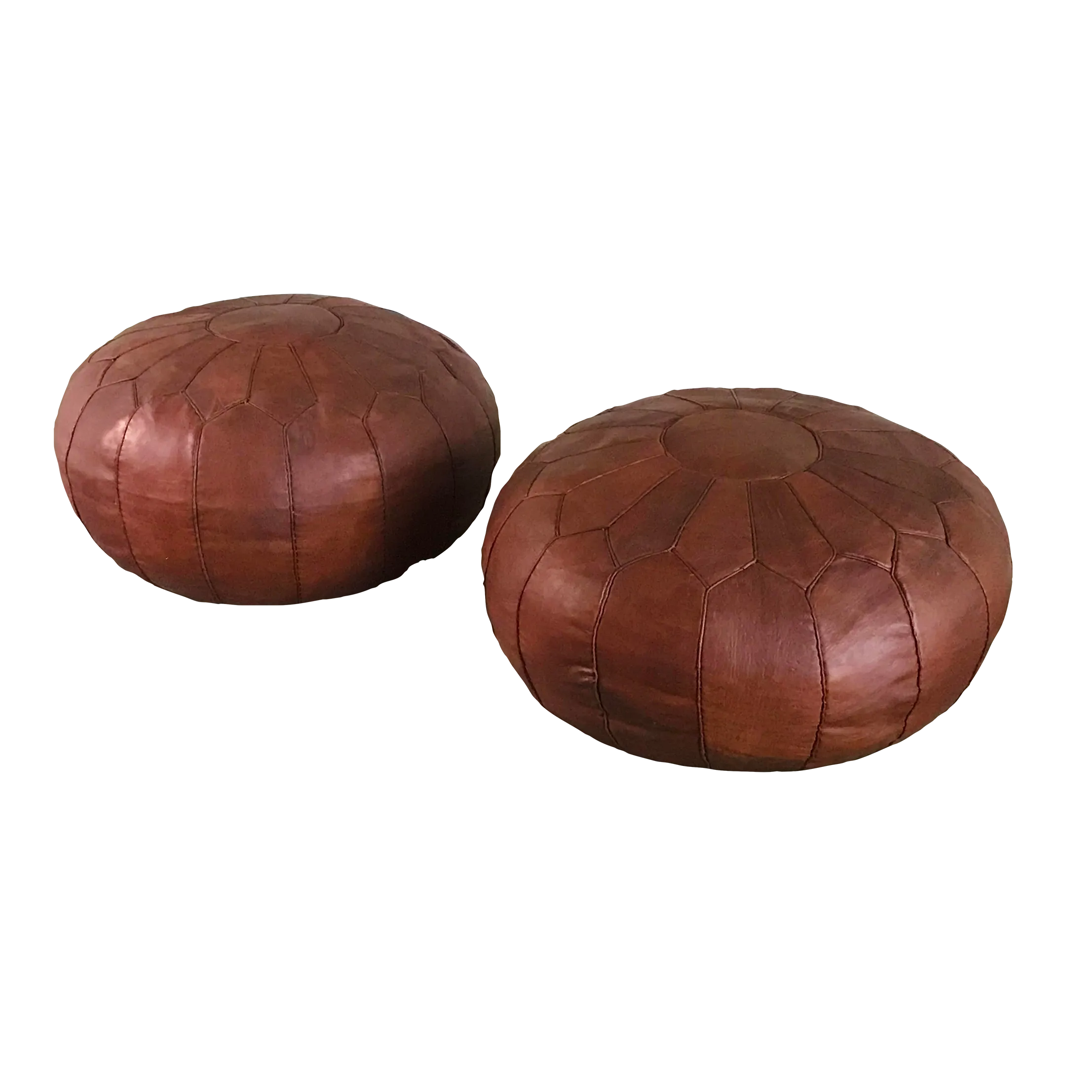 Vintage Moroccan Leather Poufs a Pair Chairish