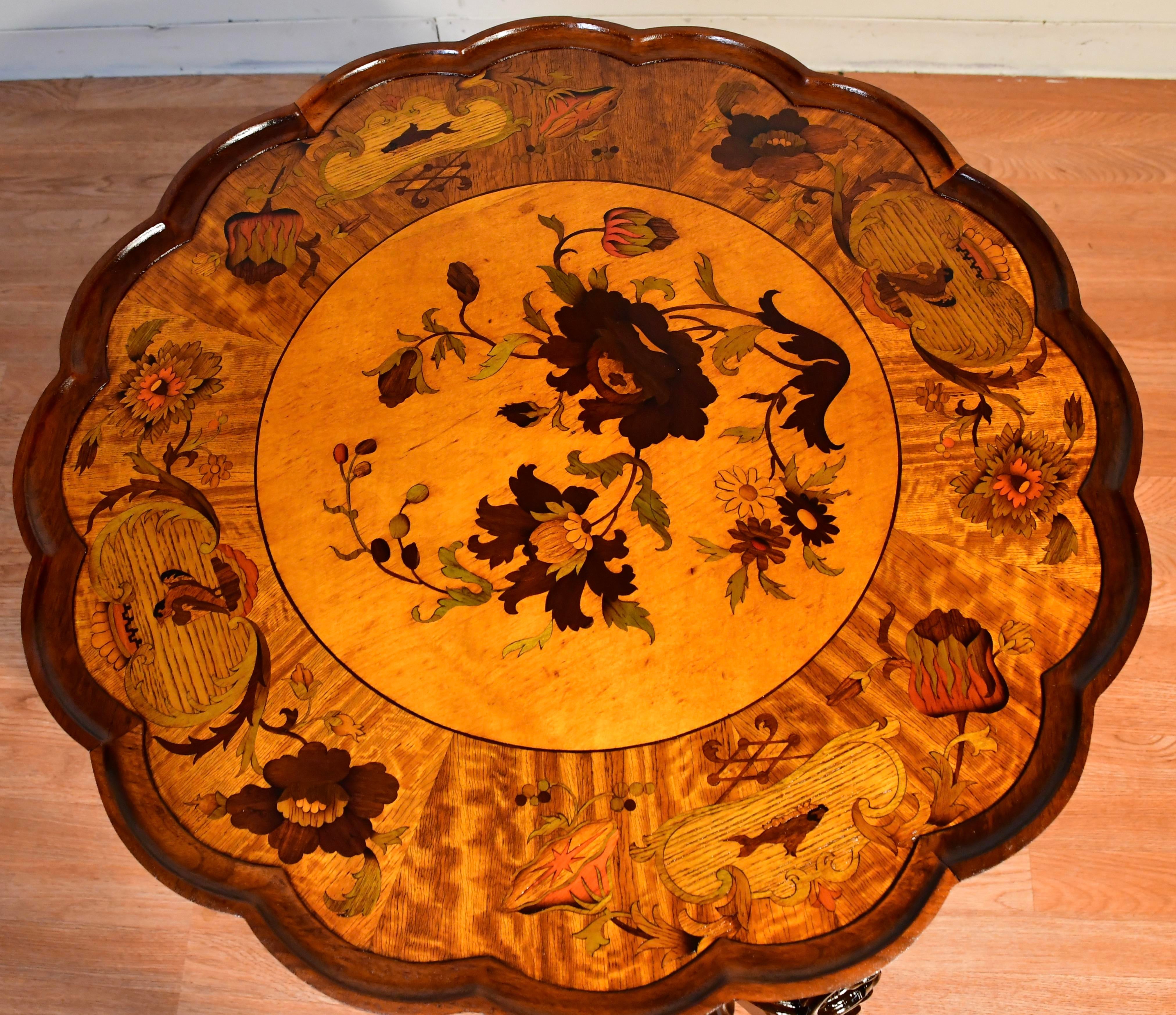 1900s Antique French Louis XV Walnut & Satinwood Inlay Side