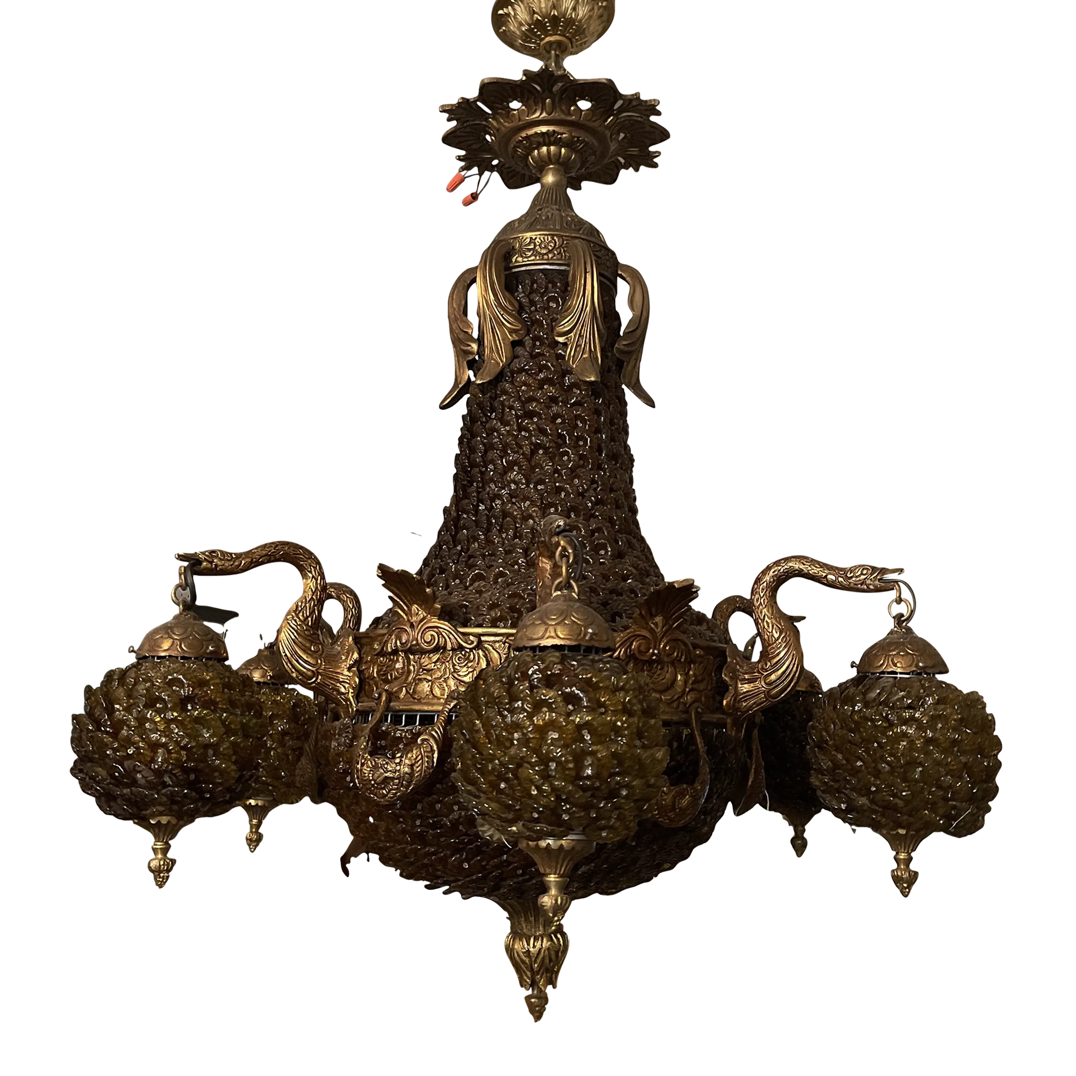 Mid 20th Century Venetian Bronze & Murano Glass Chandelier