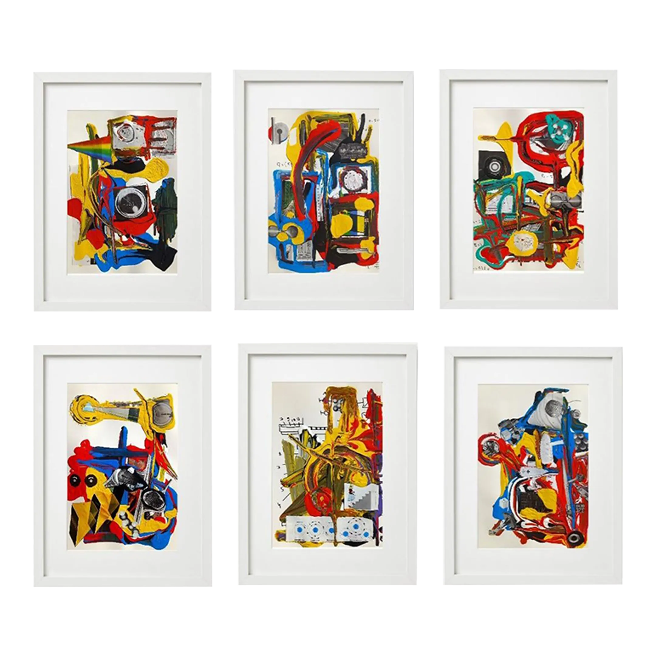 #Set of 6 - Framed Abstract Original Acrylic Paintings & Collages \'The Physics\' #2 by Diane Grant