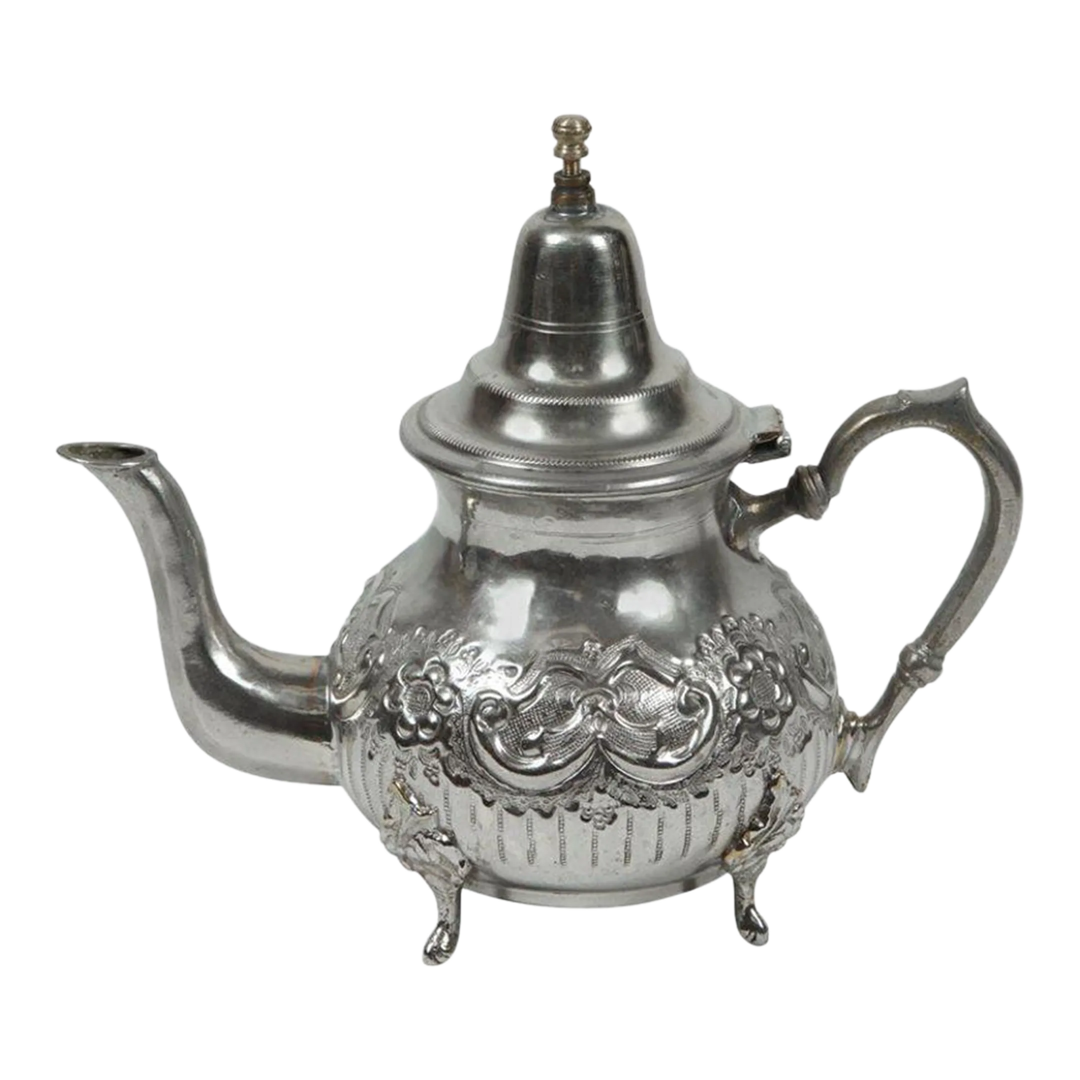 Mid 20th Century Silverplate Moroccan Metal Tea Pot | Chairish