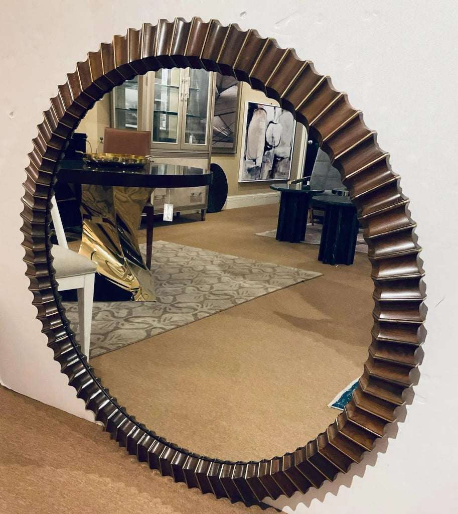 Jonathan Charles Modern Brass Gatsby Cosmo Wall Mirror | Chairish
