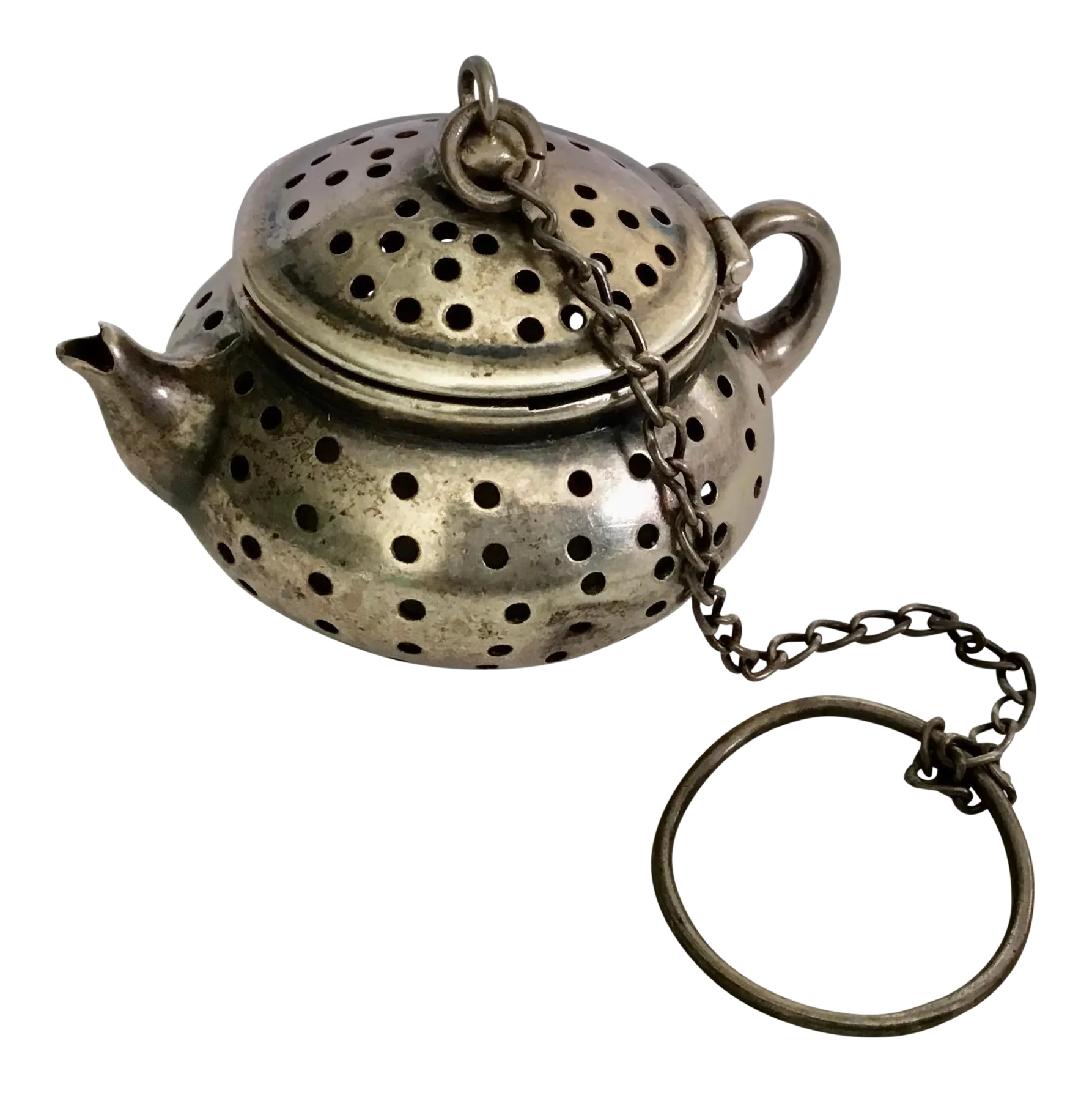 Antique Sterling Silver “ Teapot” Tea Strainer