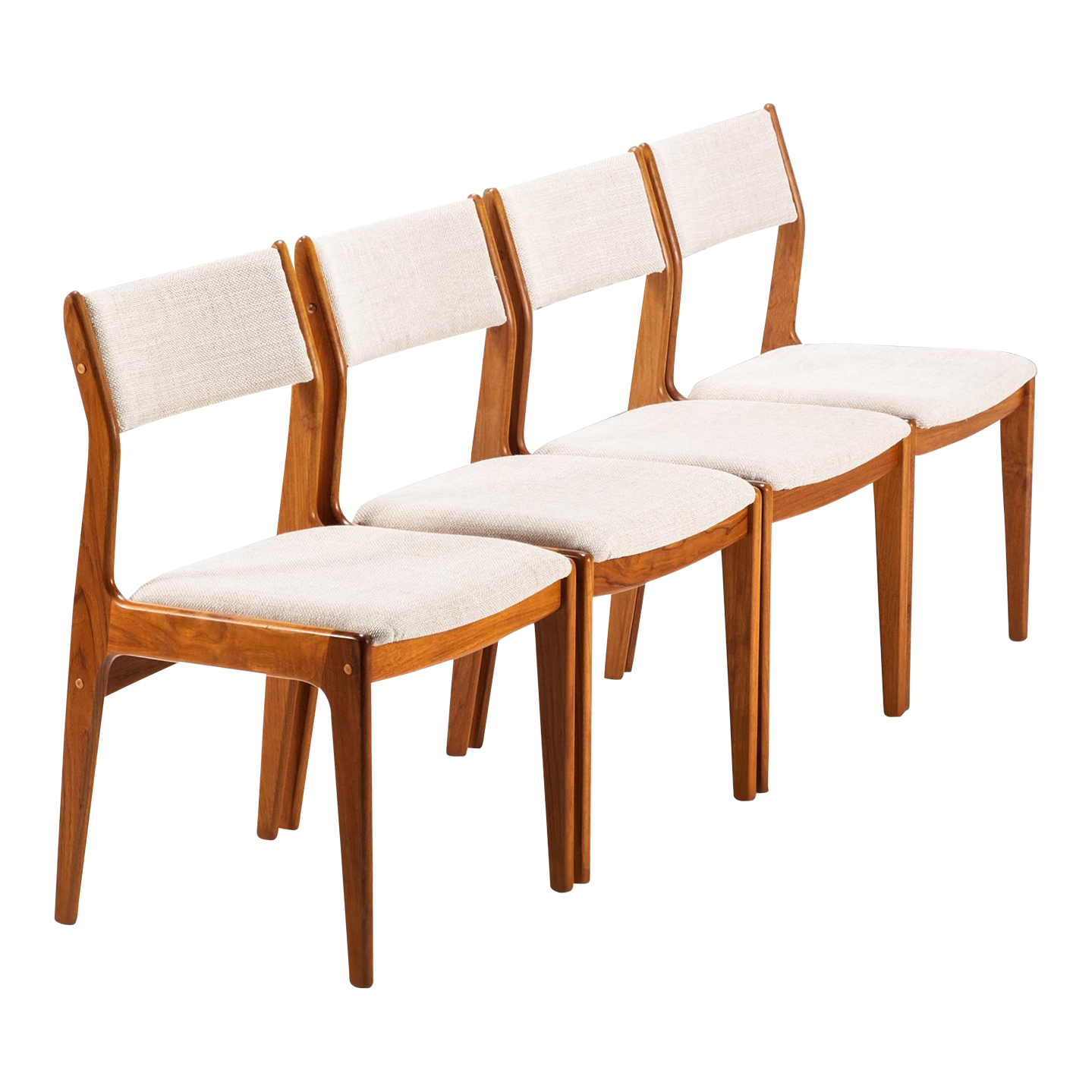 1970s Scandinavian Teak Dining Chairs with Oatmeal Fabric by DSCAN