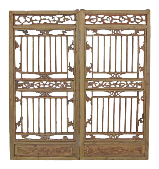 Antique 1900s Chinese Wood Screen Panels A Pair Chairish